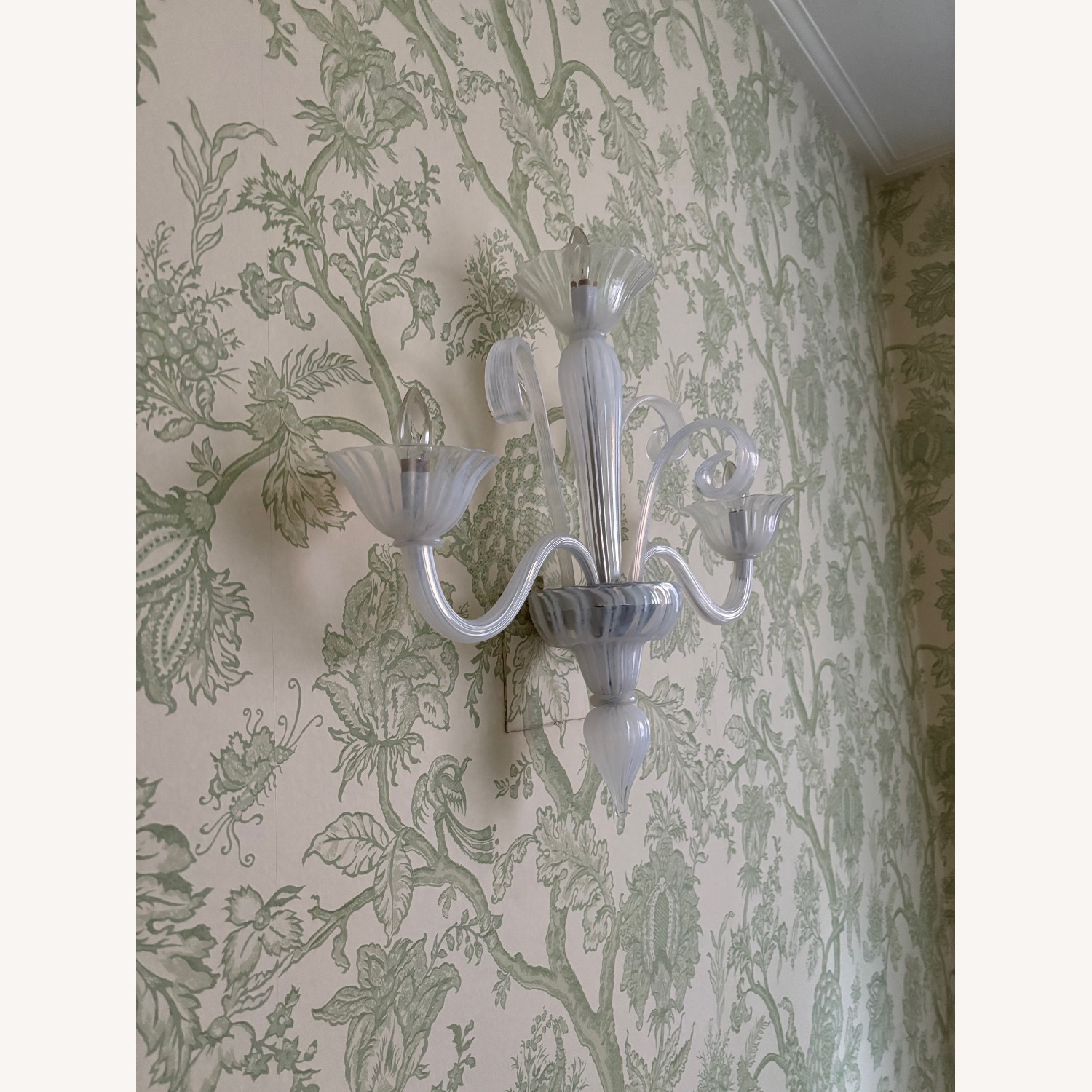 Vintage/Antique Finds White Glass Wall Lamp - image-1