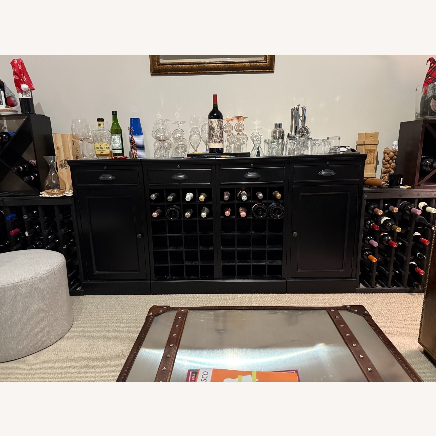 Crate & Barrel Steamer Black Bar Cabinet - image-10