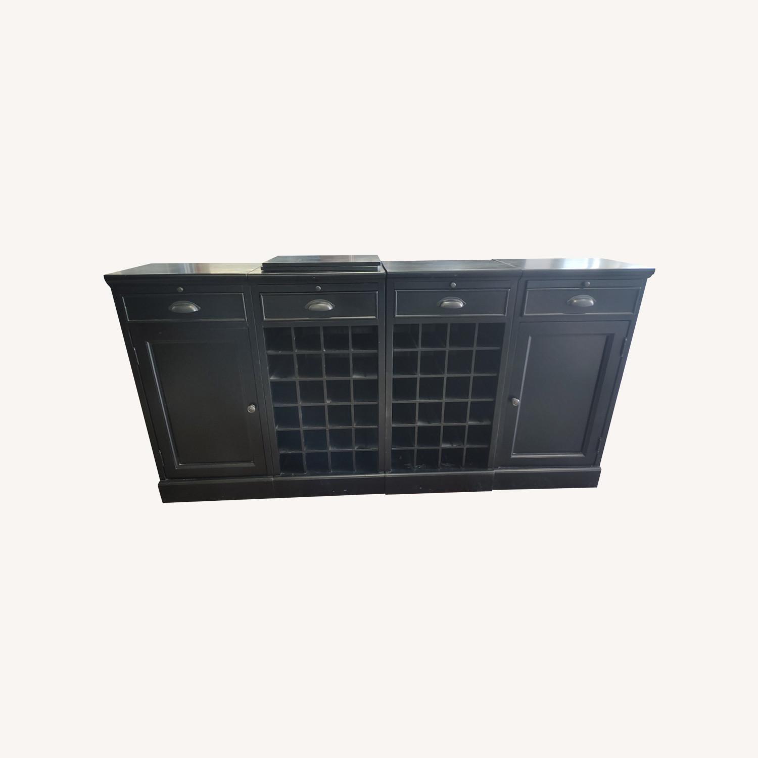Crate & Barrel Steamer Black Bar Cabinet - image-0