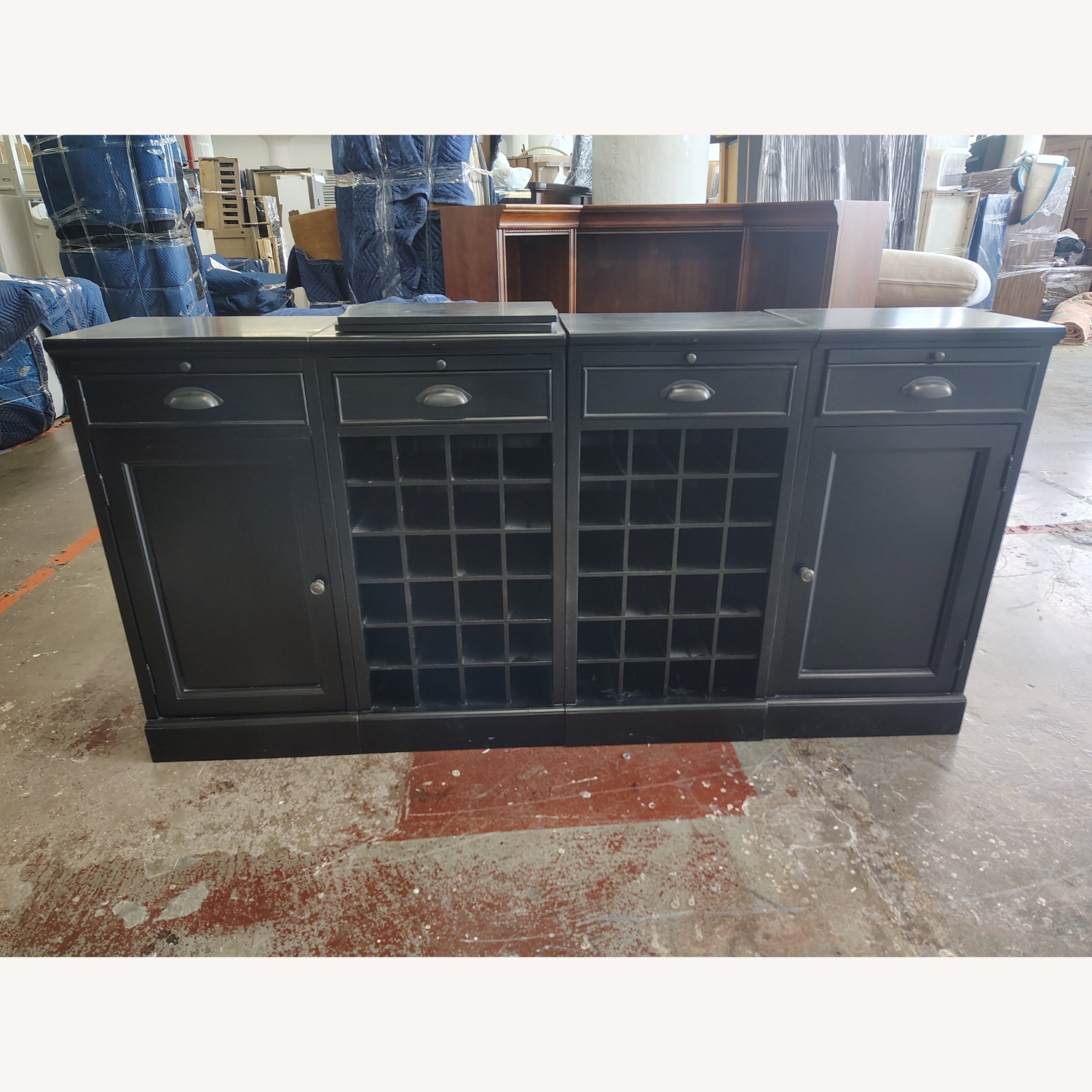 Crate & Barrel Steamer Black Bar Cabinet - image-1