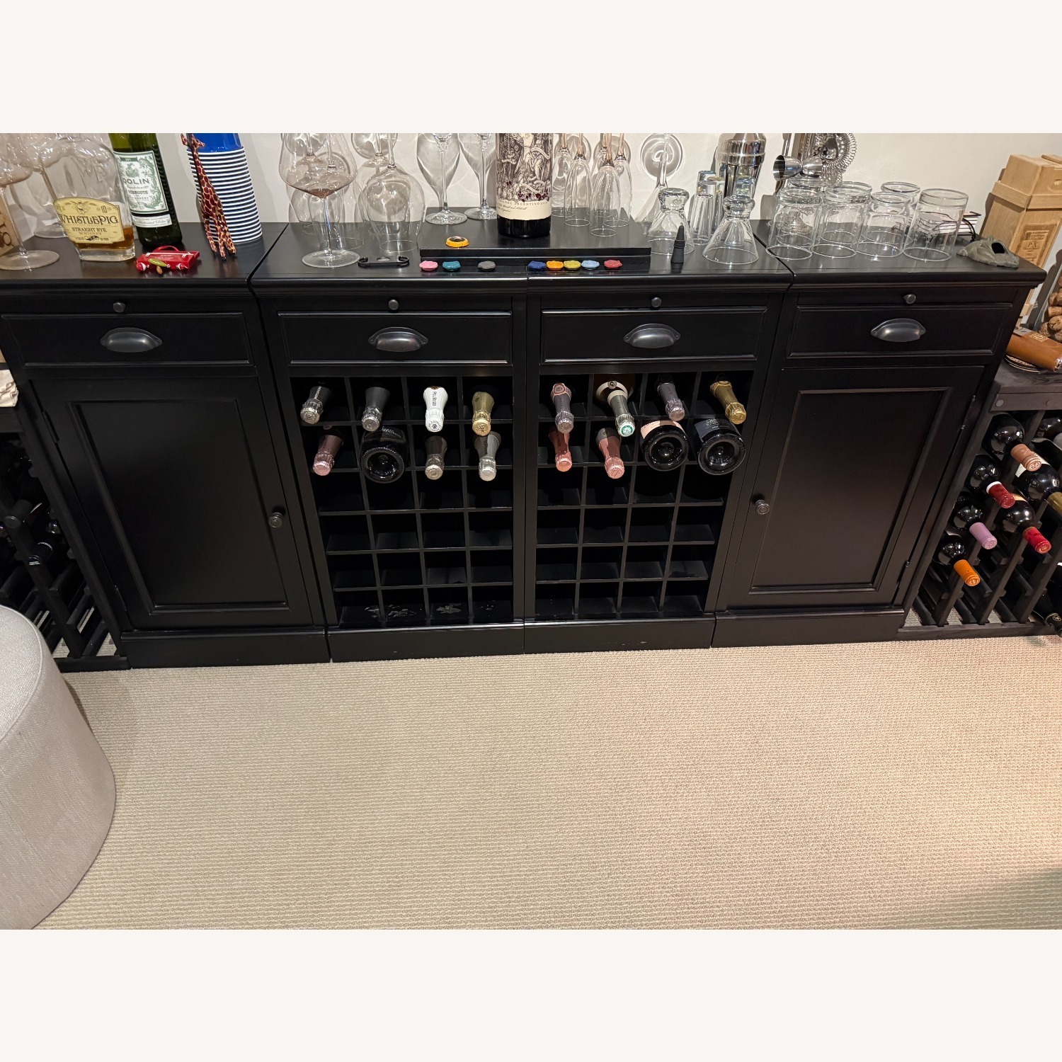 Crate & Barrel Steamer Black Bar Cabinet - image-11