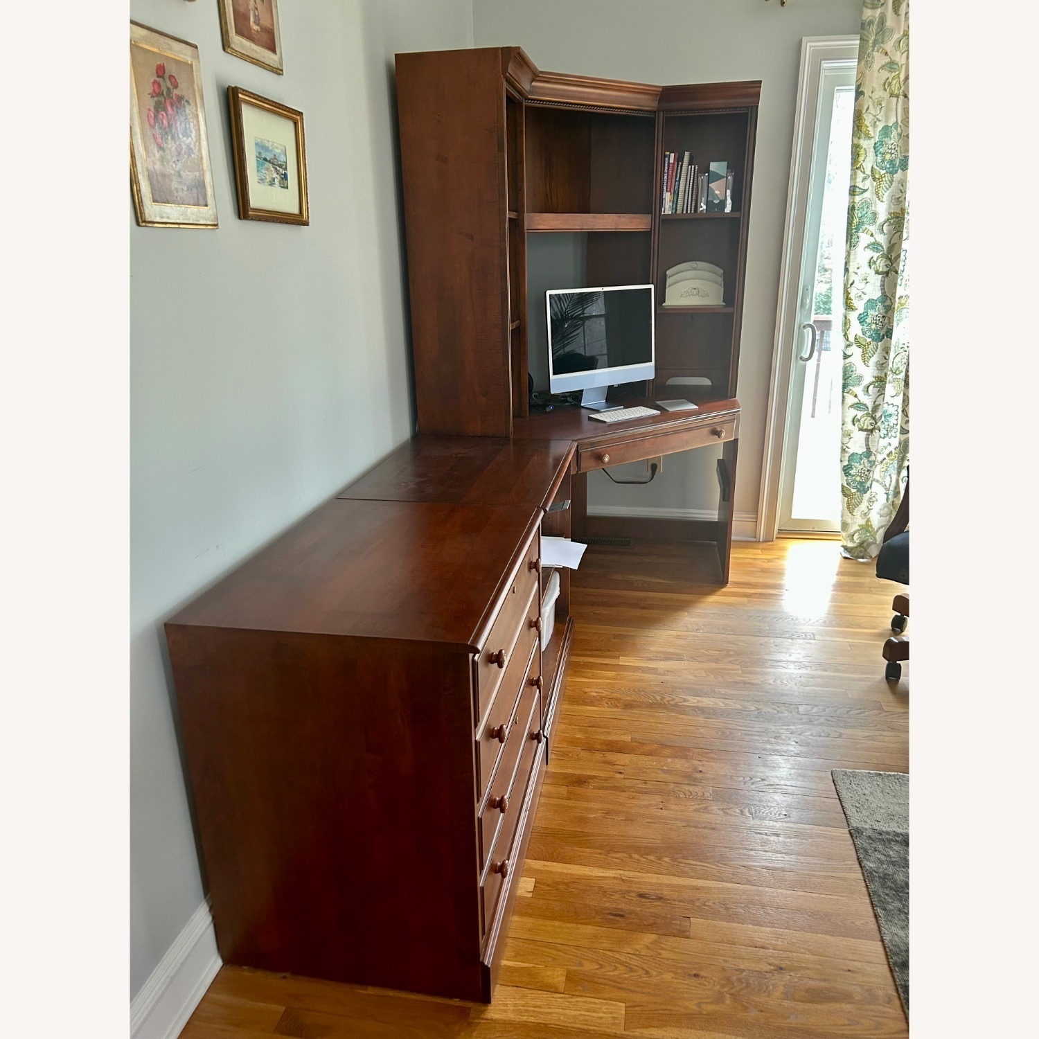 Ethan Allen Dark Brown Wood Desk - image-6