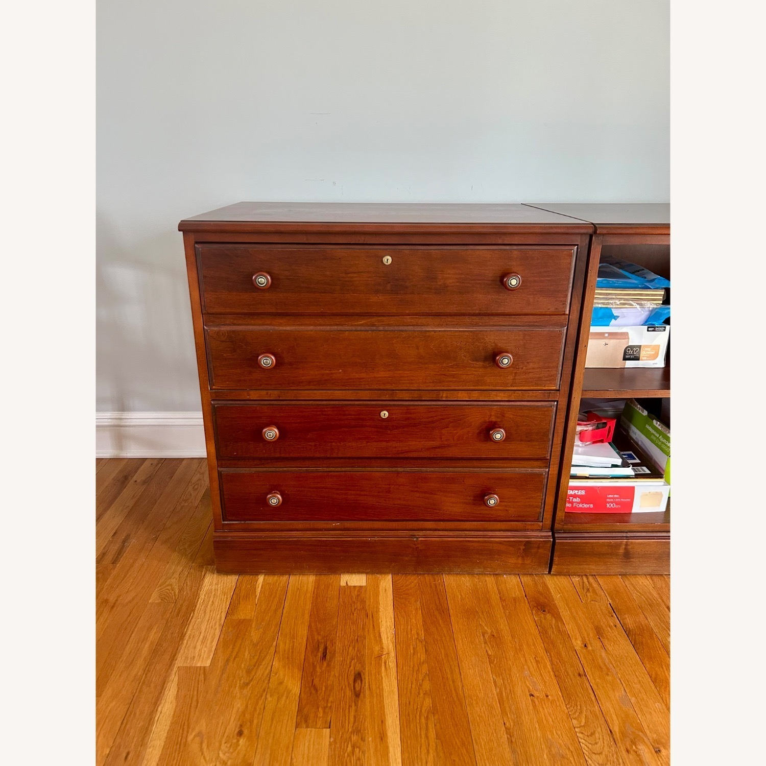 Ethan Allen Dark Brown Wood Desk - image-3
