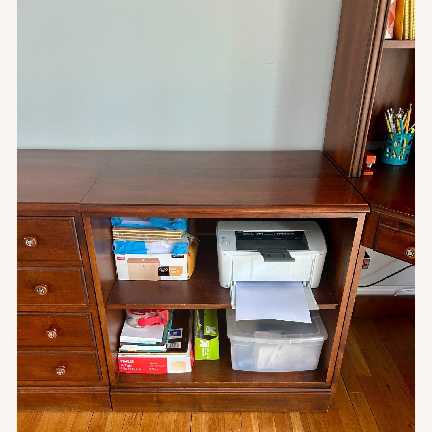Ethan Allen Dark Brown Wood Desk - image-2