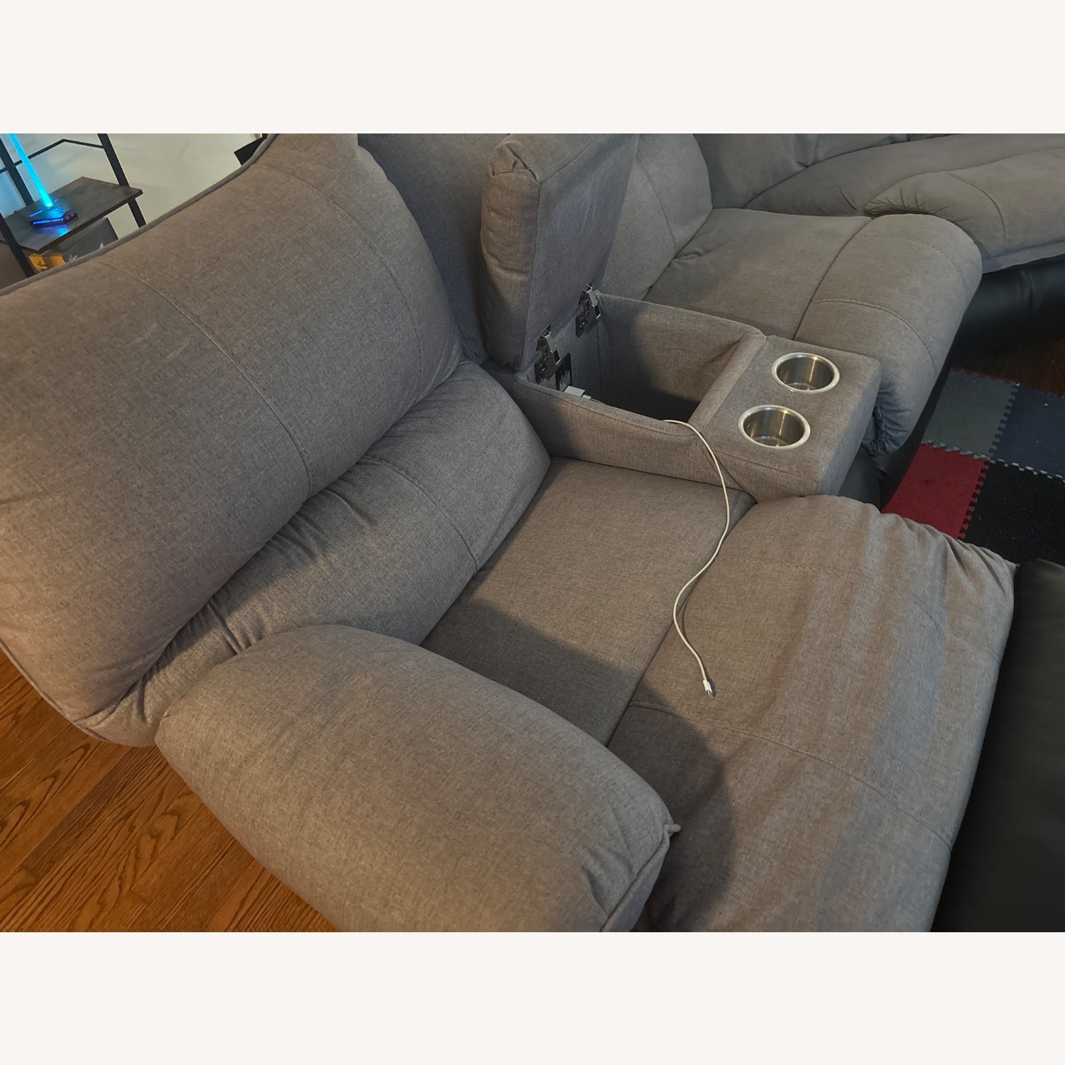 Dark Gray Fabric 2 Piece Sectional - image-3