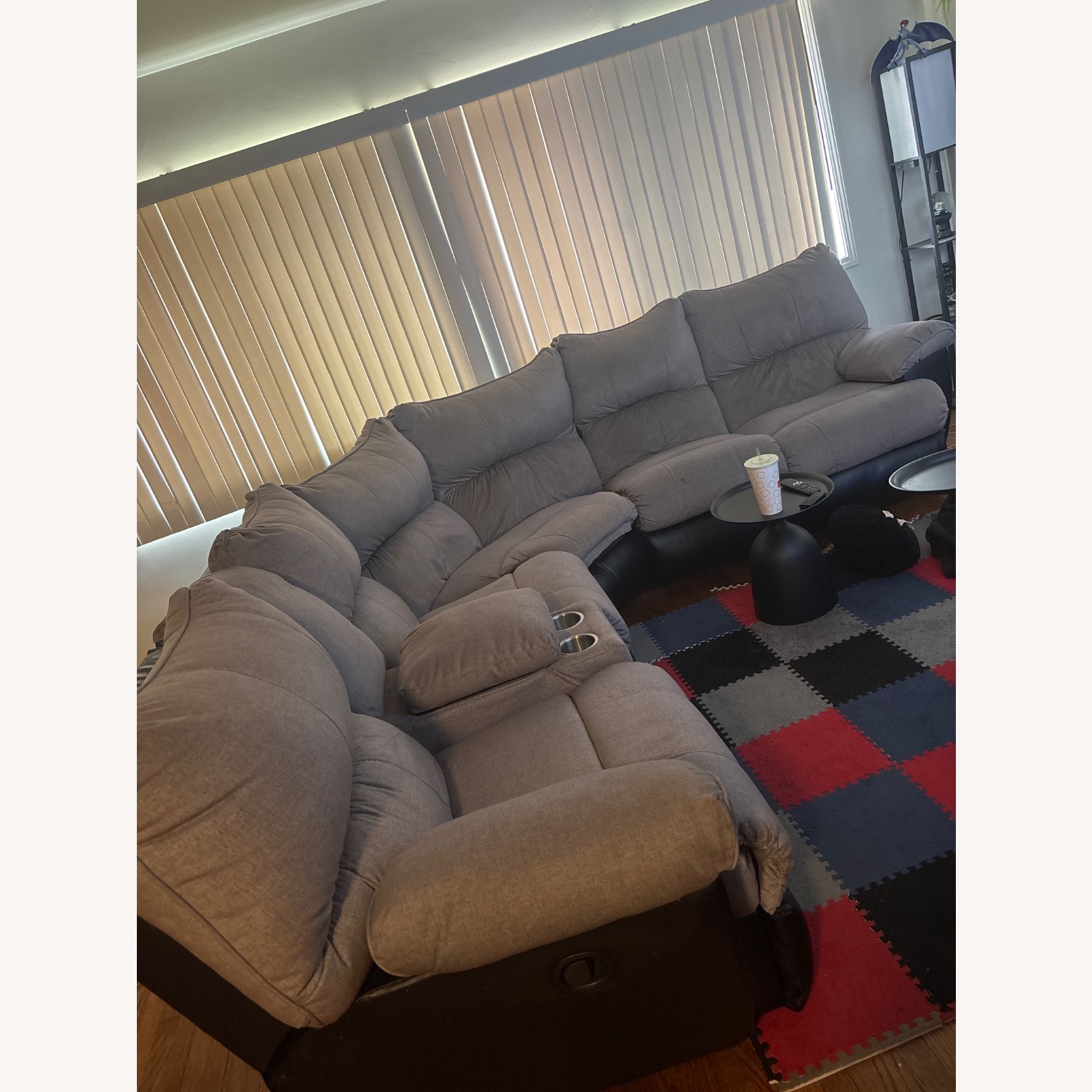 Dark Gray Fabric 2 Piece Sectional - image-2