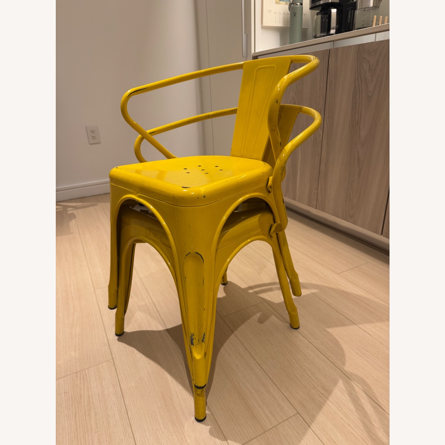Vintage/Antique Yellow Stainless Steel Armchair - image-2