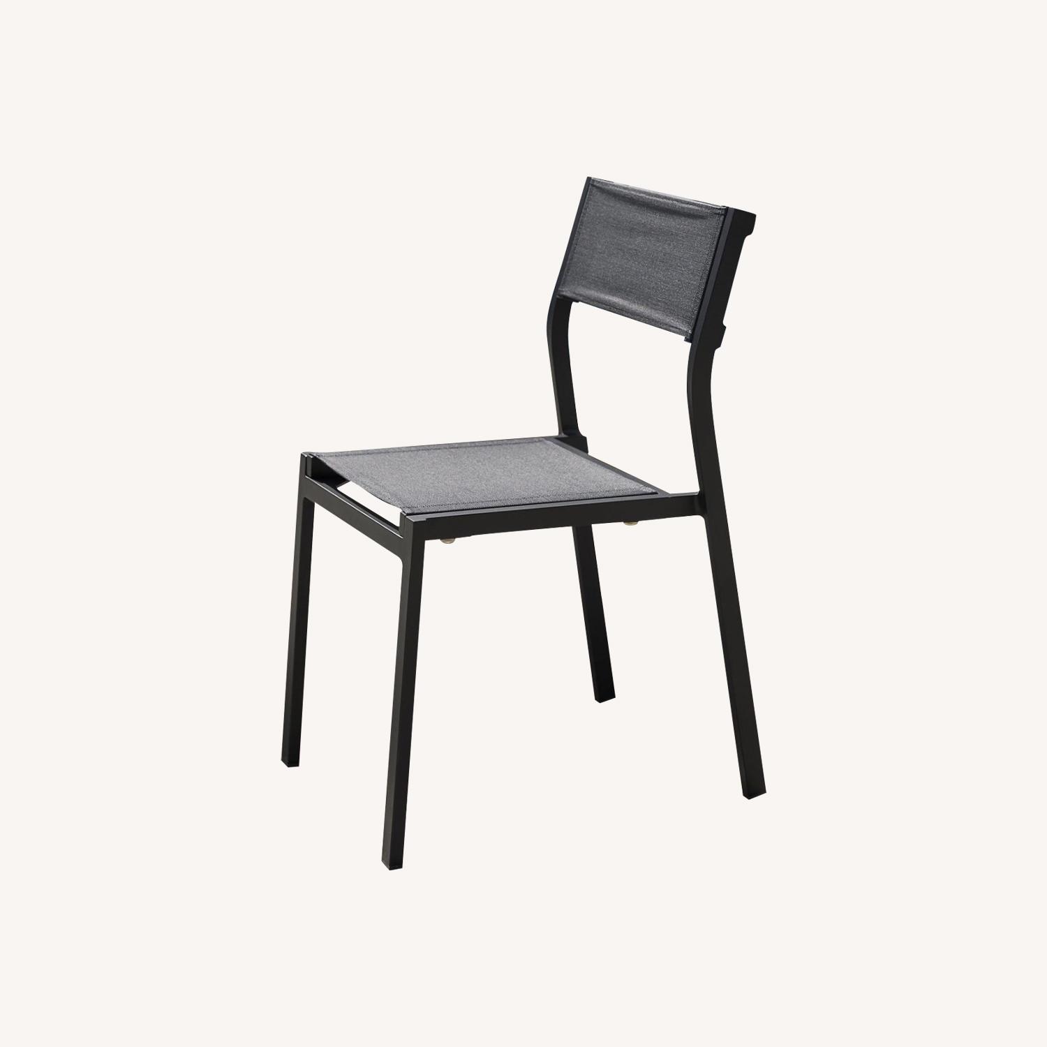 Pottery Barn Black Metal Stackable Dining Chairs - image-0