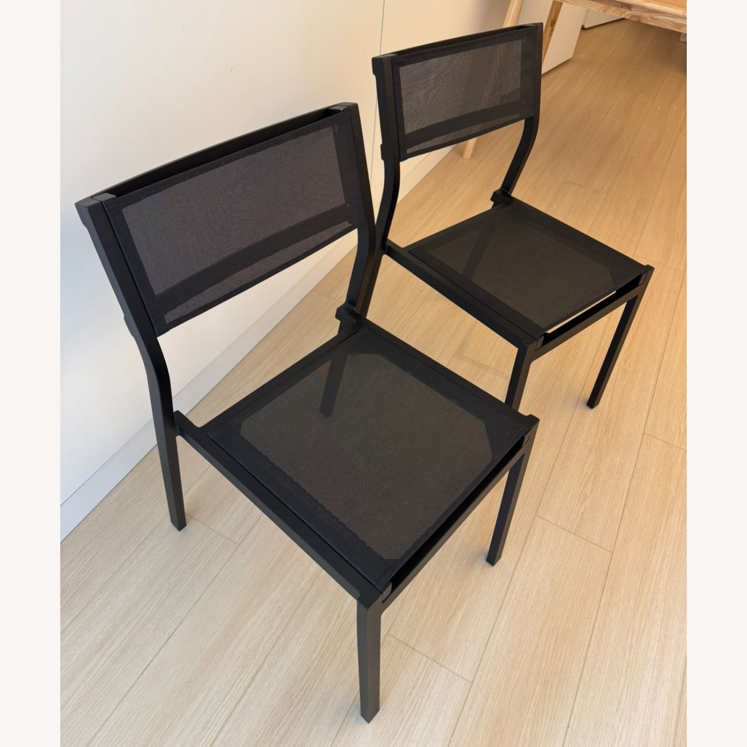 Pottery Barn Black Metal Stackable Dining Chairs - image-5