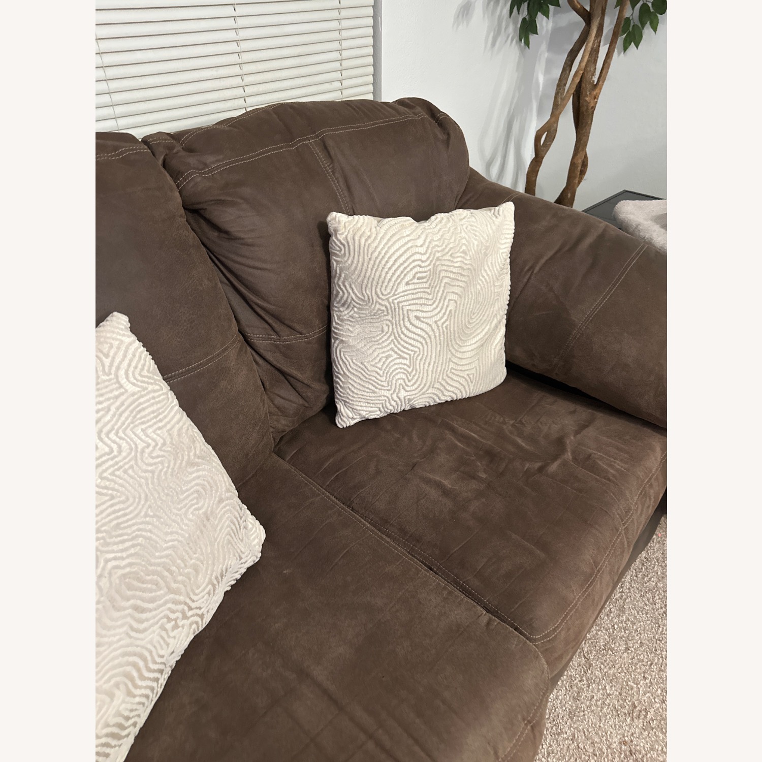 Ashley Furniture Dark Brown Fabric Loveseat - image-3