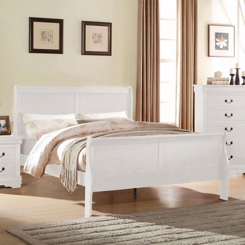 Used CrownMark Furniture White Wood Queen Bed for sale on AptDeco