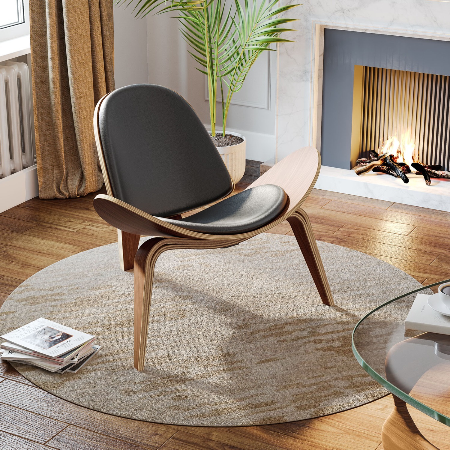 Shell Chair Black Wood Armchair - image-1