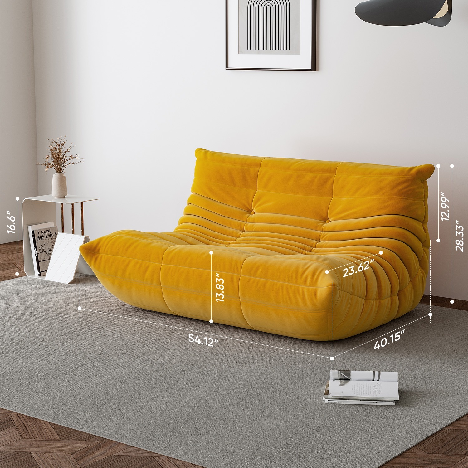 Togo Sofa Multi Seat Yellow Leather 2 Seater Sofa - image-1
