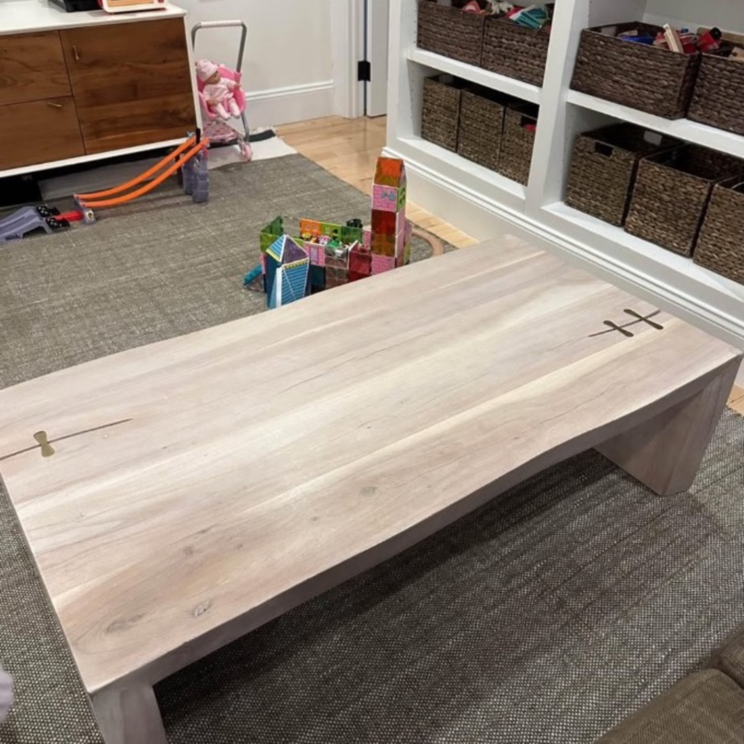 Crate & Barrel Natural Wood Coffee Table - image-1