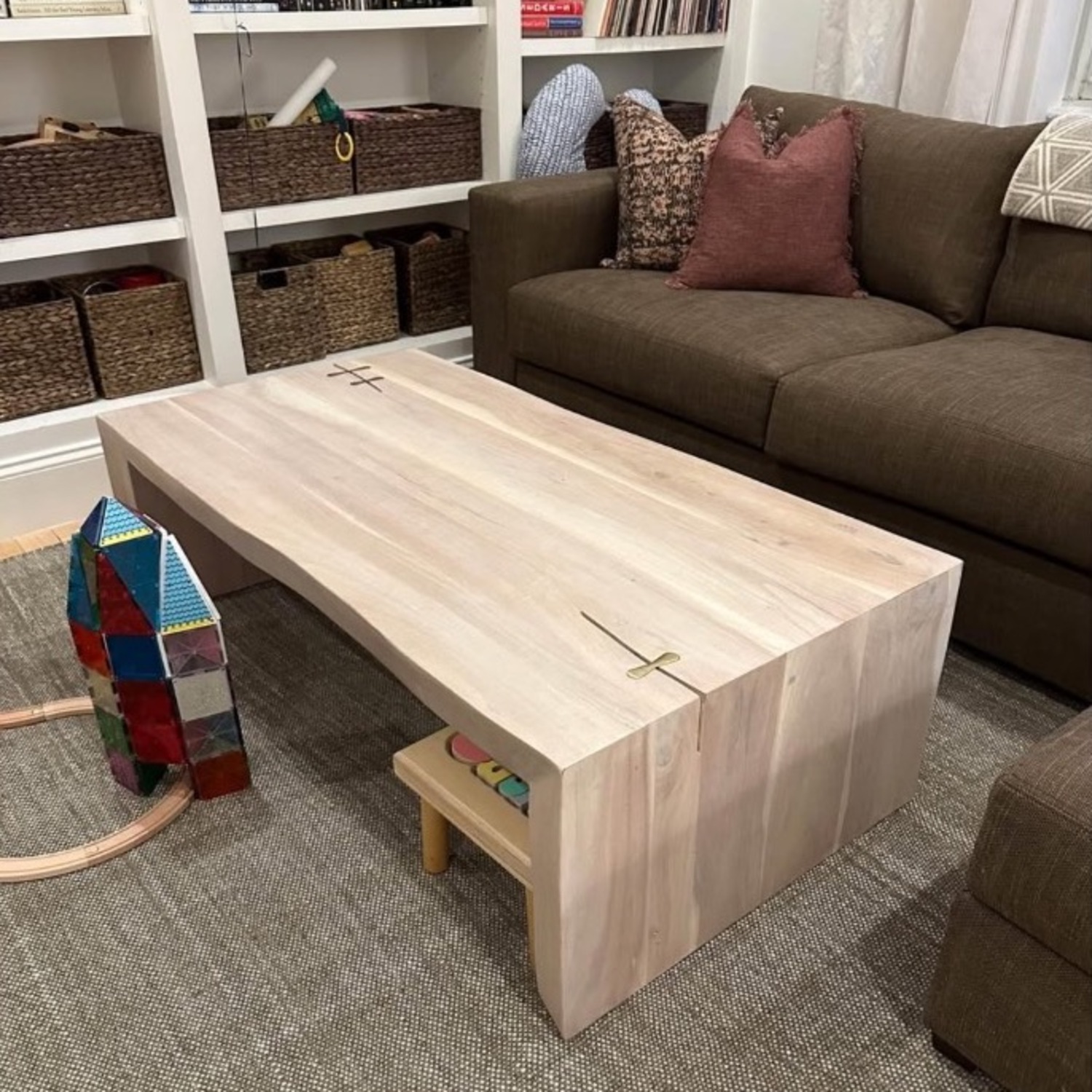 Crate & Barrel Natural Wood Coffee Table - image-2