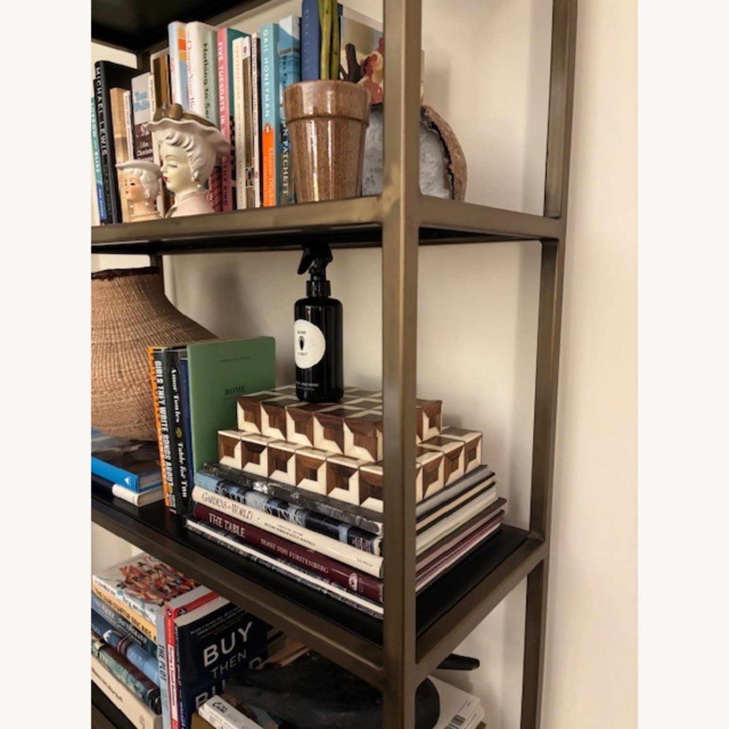 Crate & Barrel Remi Open Bookcase Warm Brass - image-2