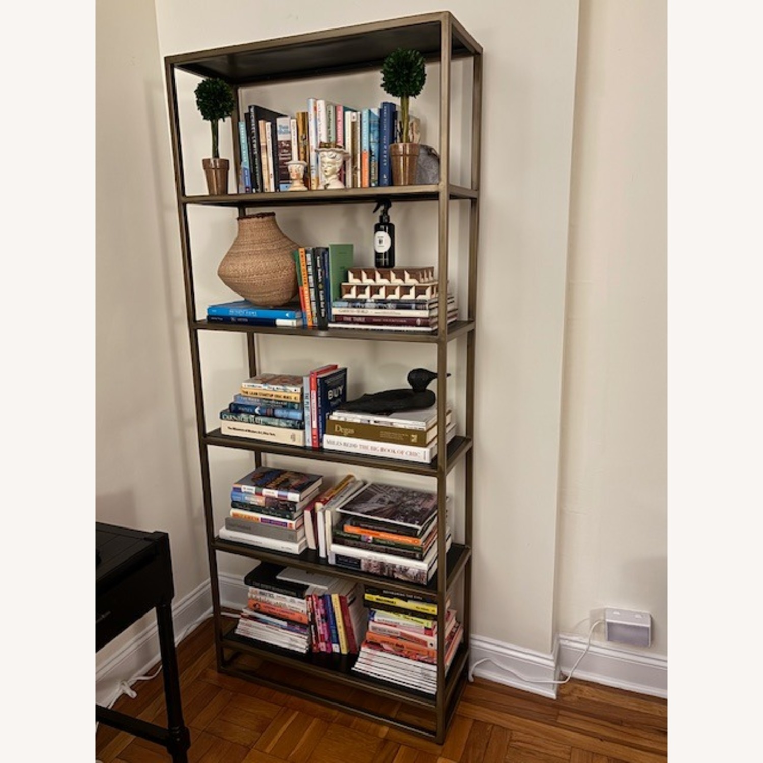 Crate & Barrel Remi Open Bookcase Warm Brass - image-1