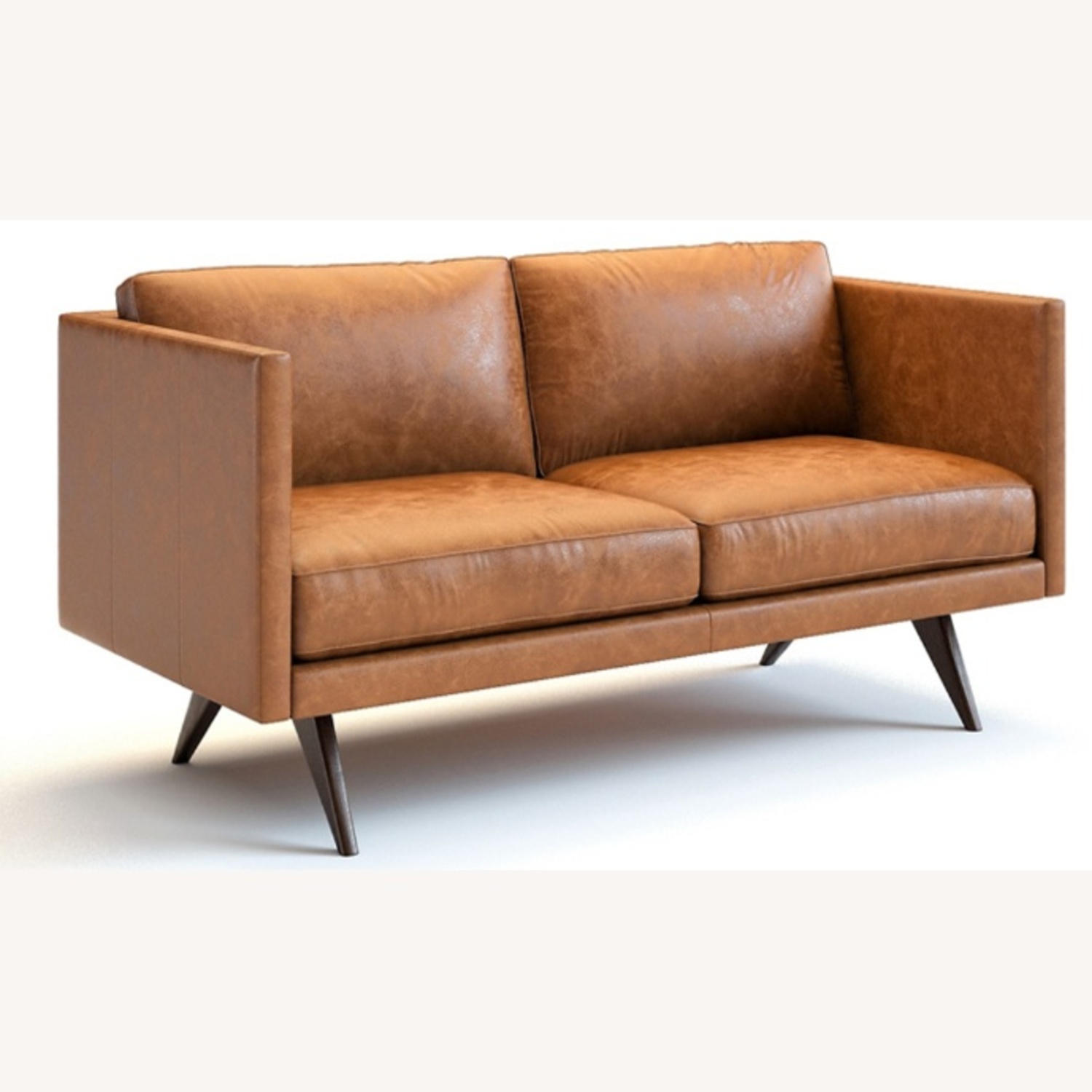 West Elm Brooklyn Light Brown Leather 2 Seater Sofa - image-0