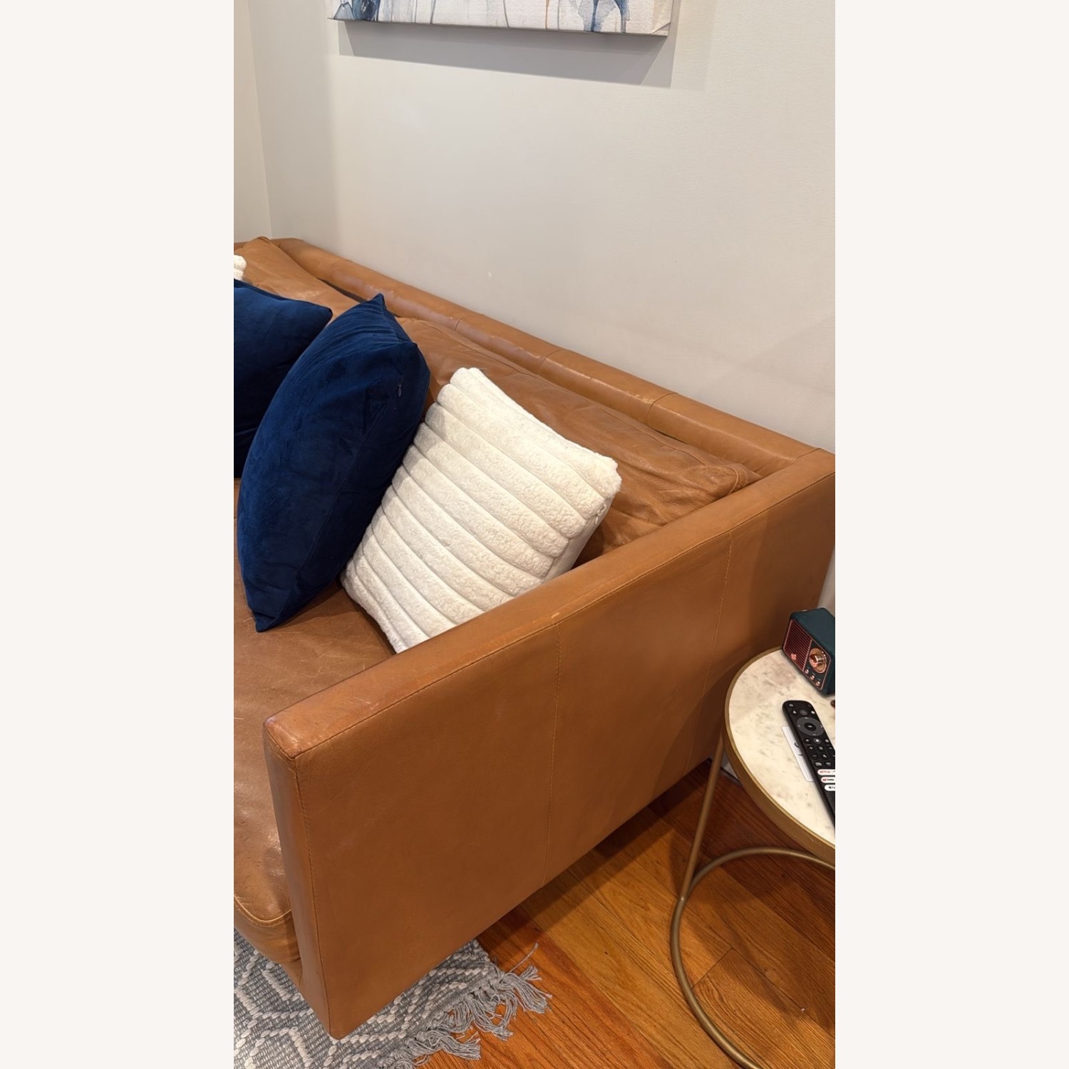 West Elm Brooklyn Light Brown Leather 2 Seater Sofa - image-2