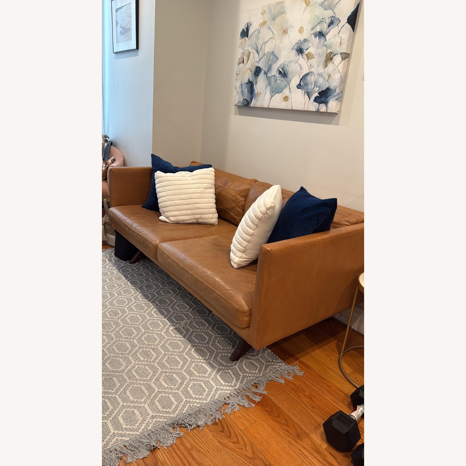 West Elm Brooklyn Light Brown Leather 2 Seater Sofa - image-3