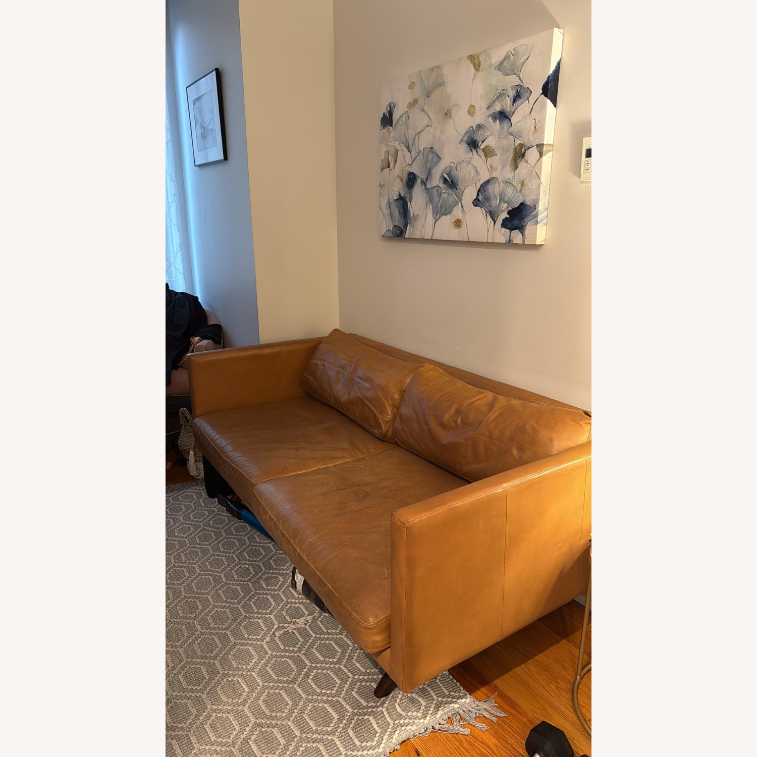 West Elm Brooklyn Light Brown Leather 2 Seater Sofa - image-5