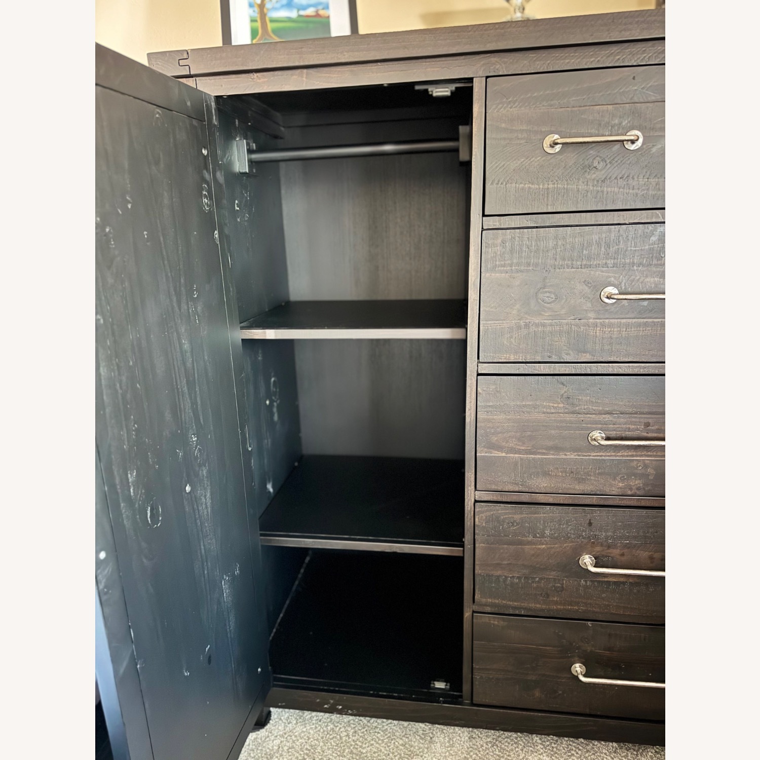 Living Spaces Jaxon Dark Brown Wood Armoire - image-3