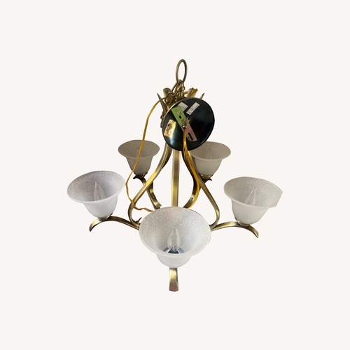Used 5 Light Brushed Bronze Hanging Light Fixture for sale on AptDeco