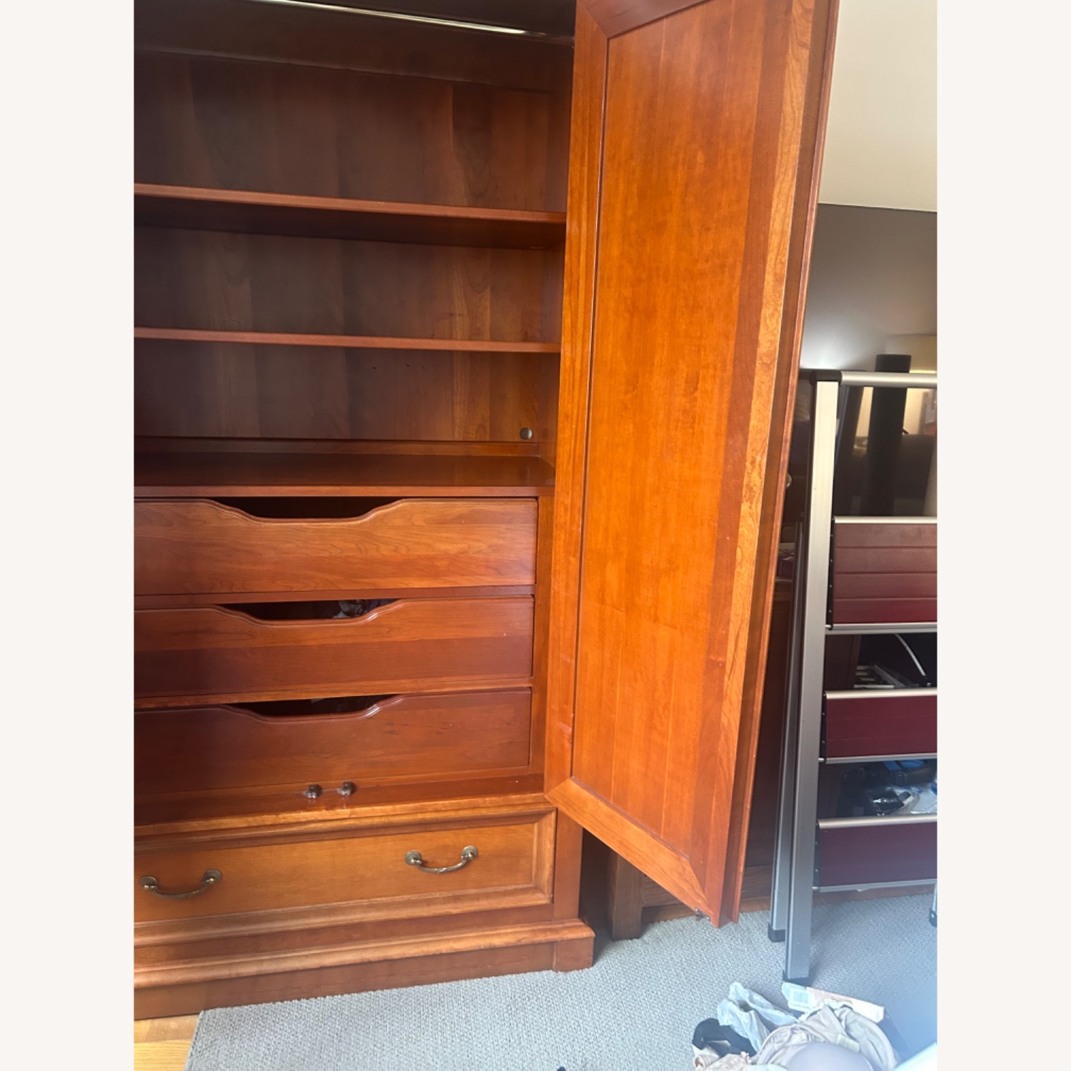 Ethan Allen Light Brown Wood Armoire - image-7