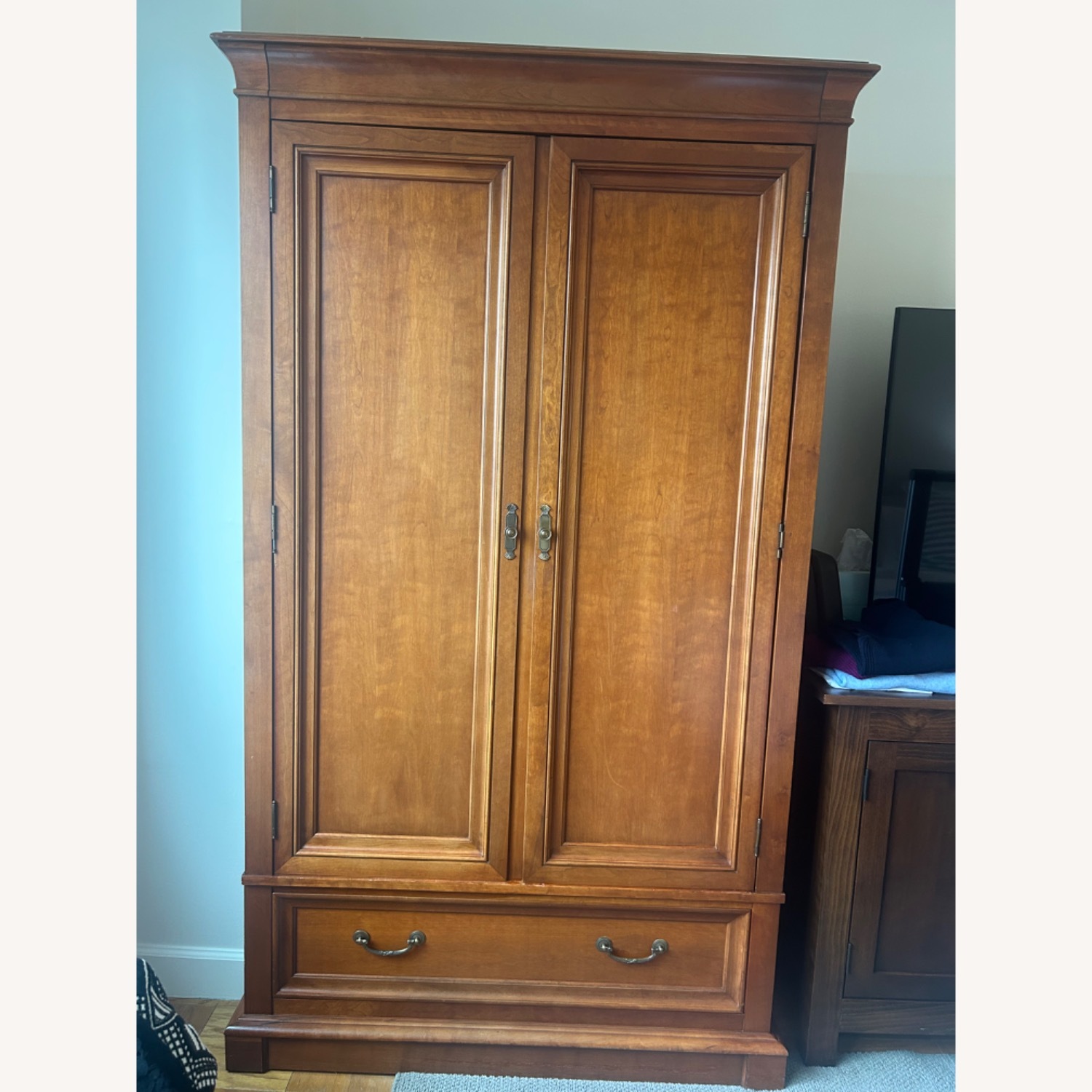 Ethan Allen Light Brown Wood Armoire - image-4
