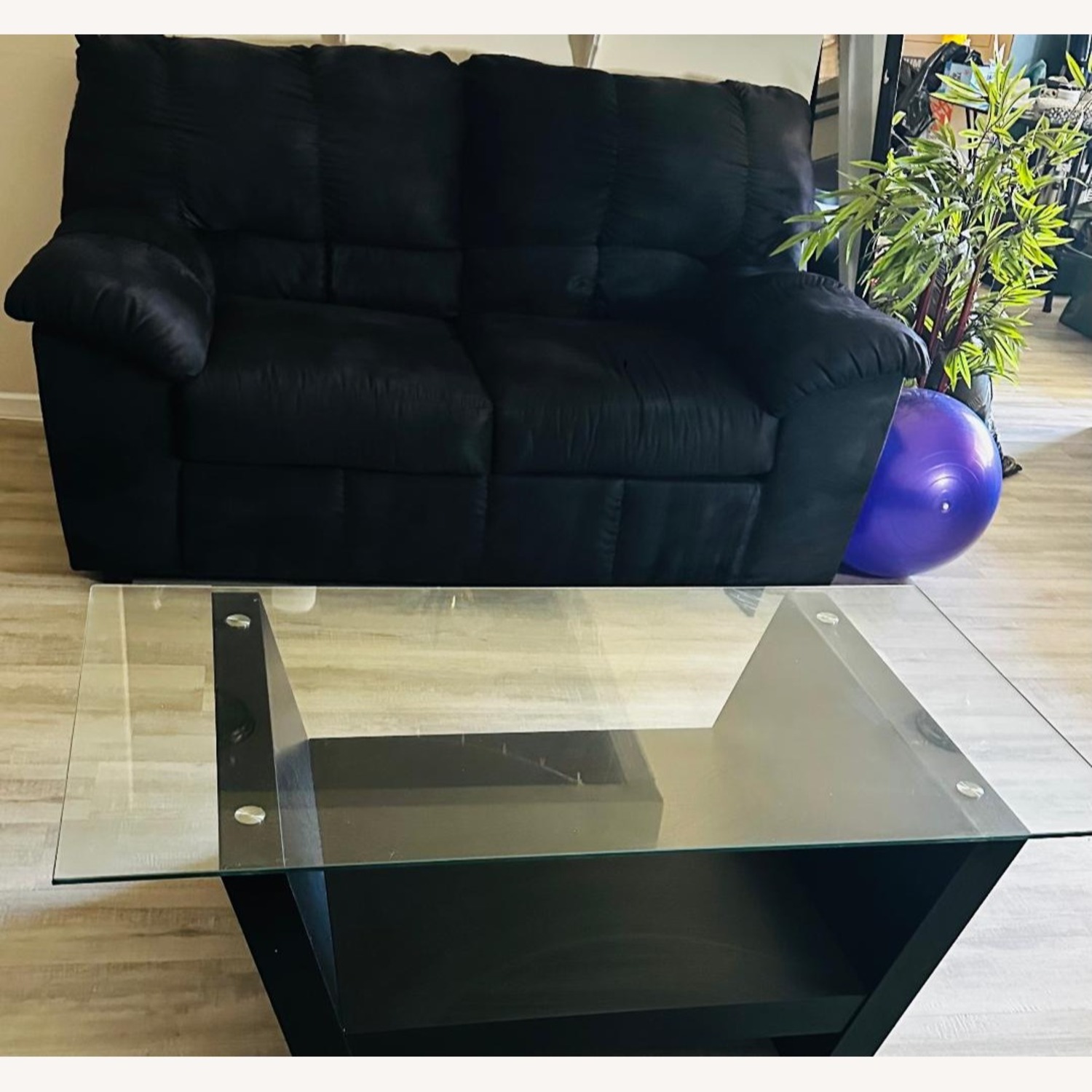 Black Velvet Loveseat - image-2