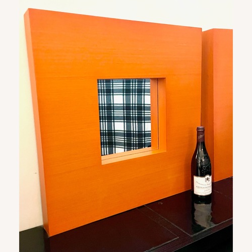 Used Orange Wood Wall Mirror for sale on AptDeco