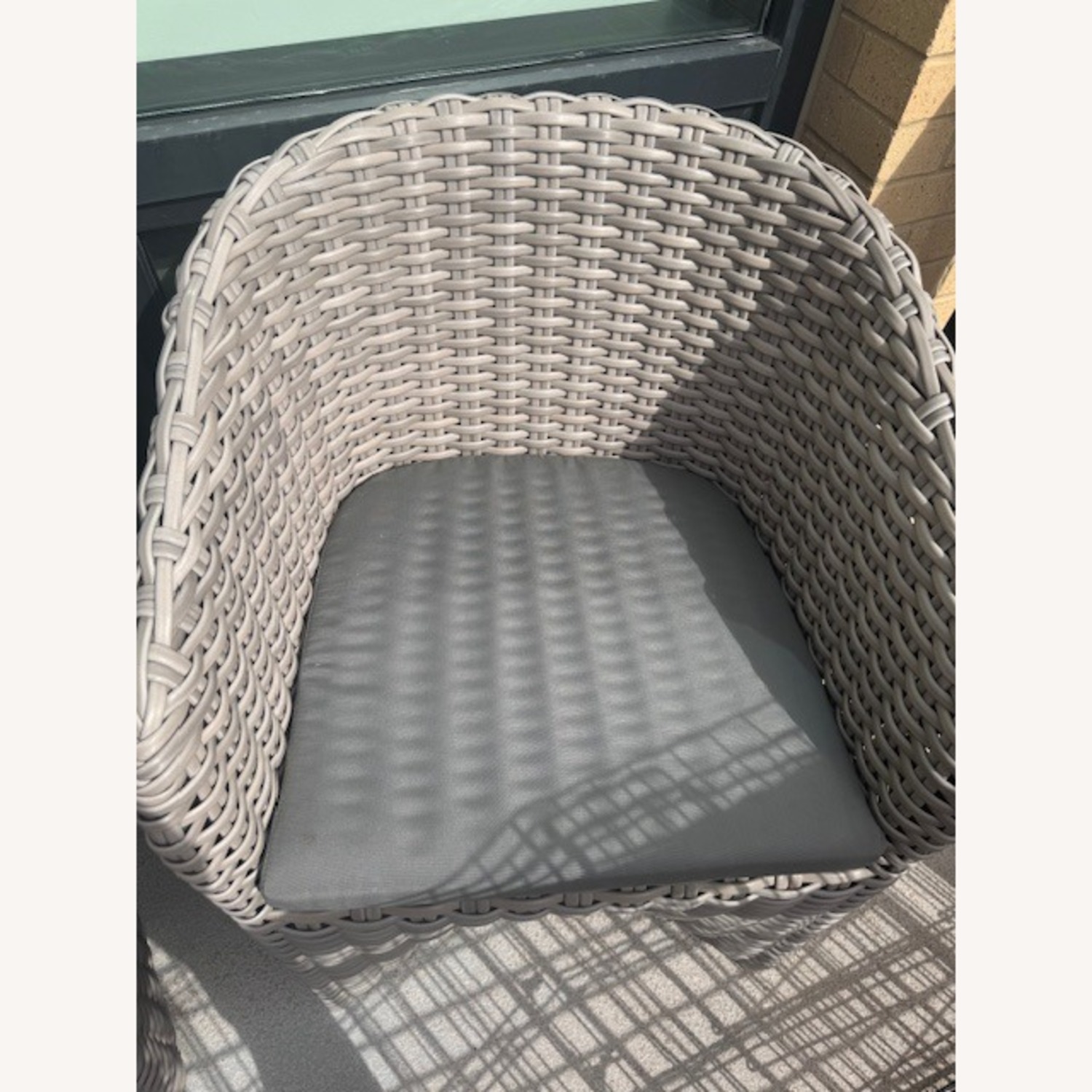 Crate & Barrel Abaco Gray Wicker Armchairs - image-2