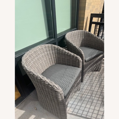 Used Crate & Barrel Abaco Gray Wicker Armchairs for sale on AptDeco