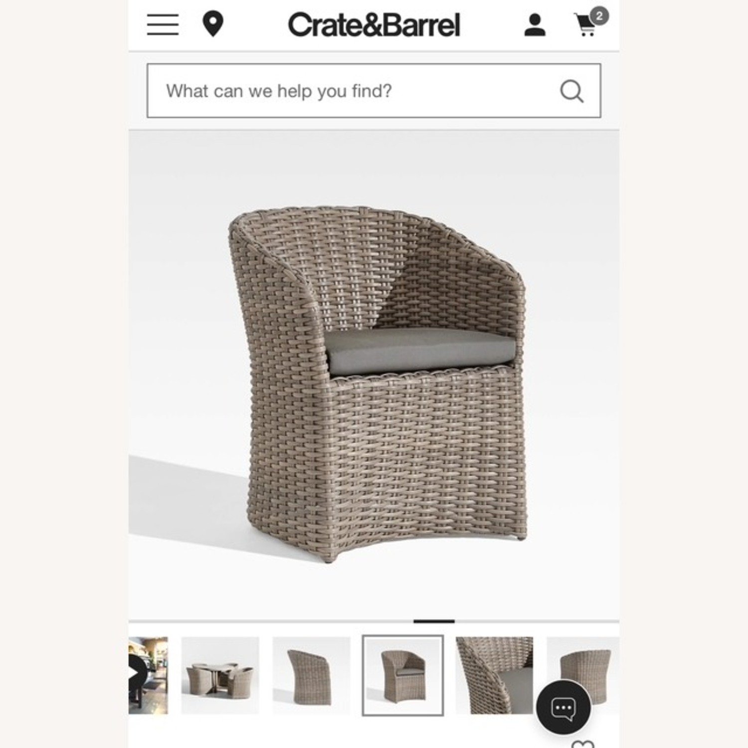 Crate & Barrel Abaco Gray Wicker Armchairs - image-5