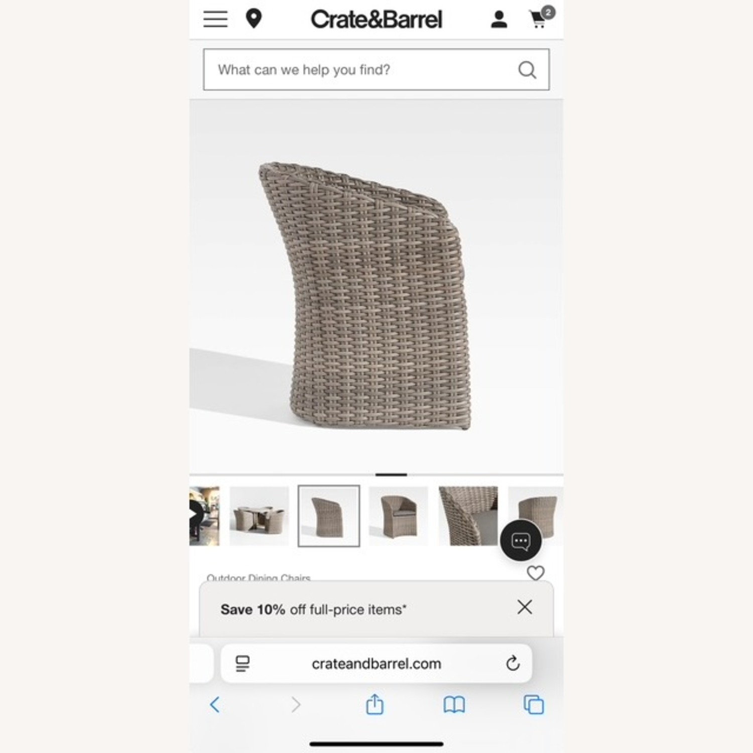 Crate & Barrel Abaco Gray Wicker Armchairs - image-6