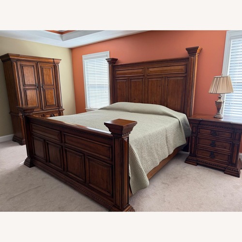 Used Dark Brown Wood King Bed for sale on AptDeco