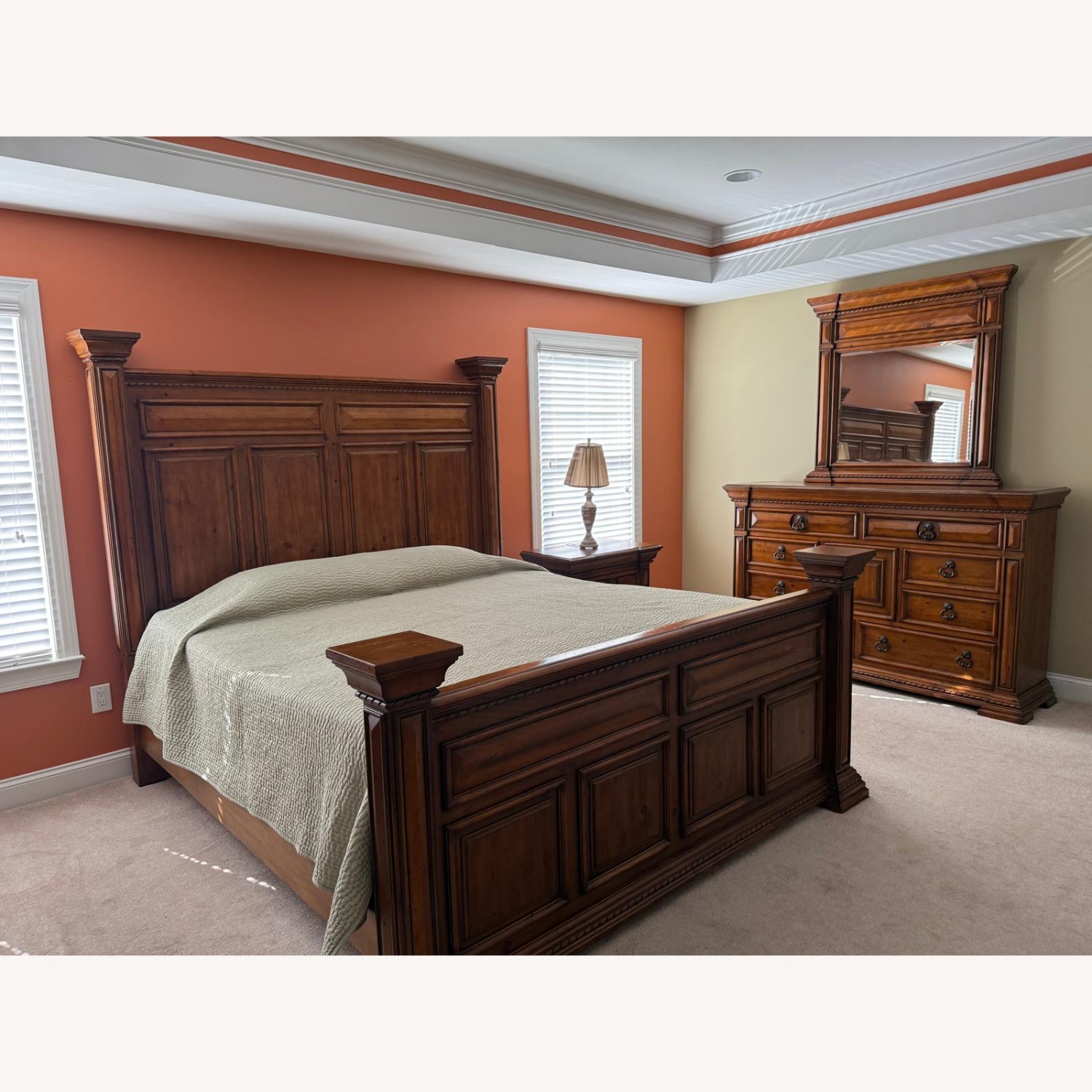 Dark Brown Wood King Bed - image-2
