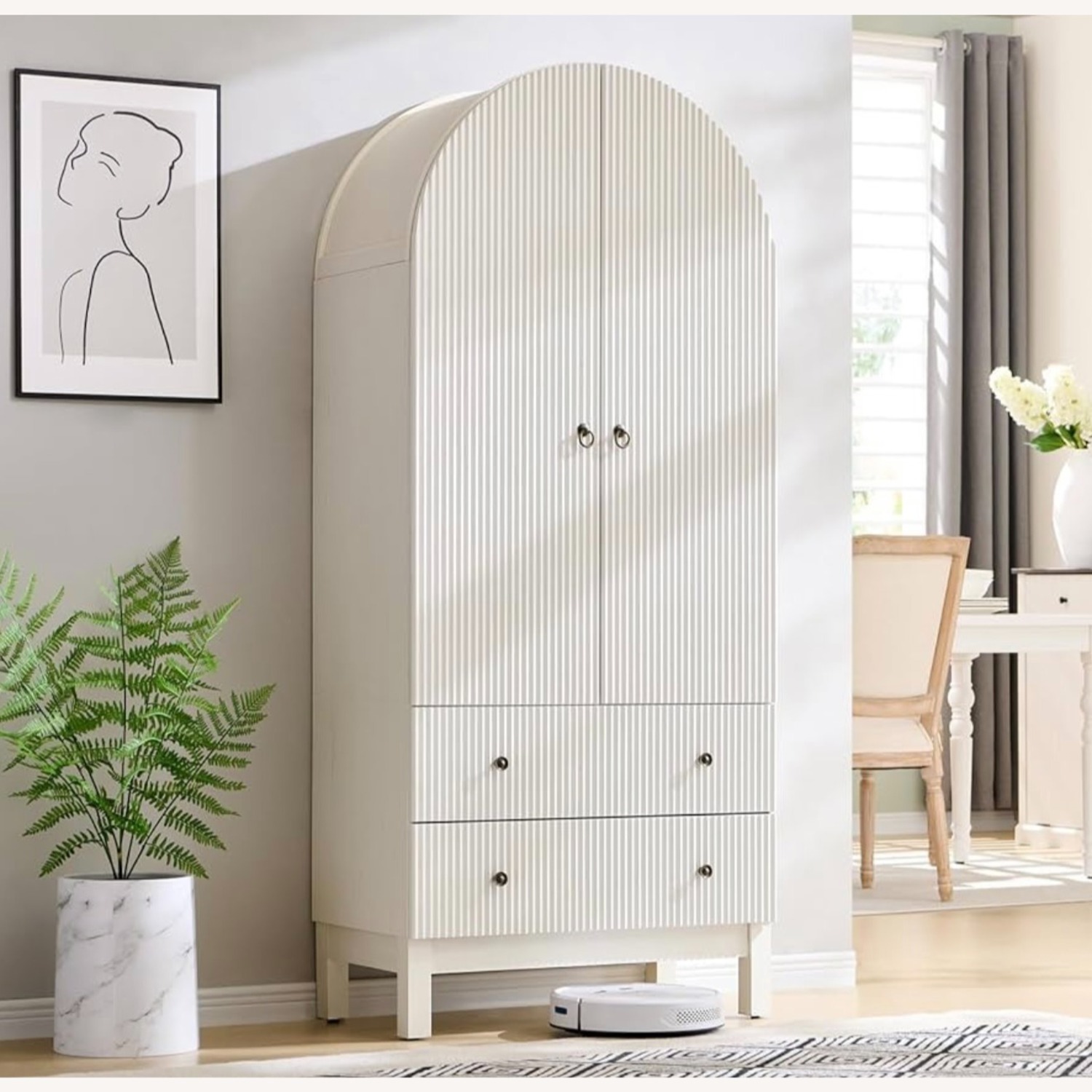Amazon White Wood Armoire - image-1