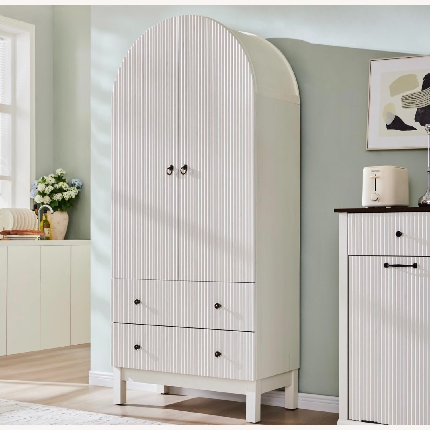 Amazon White Wood Armoire - image-3
