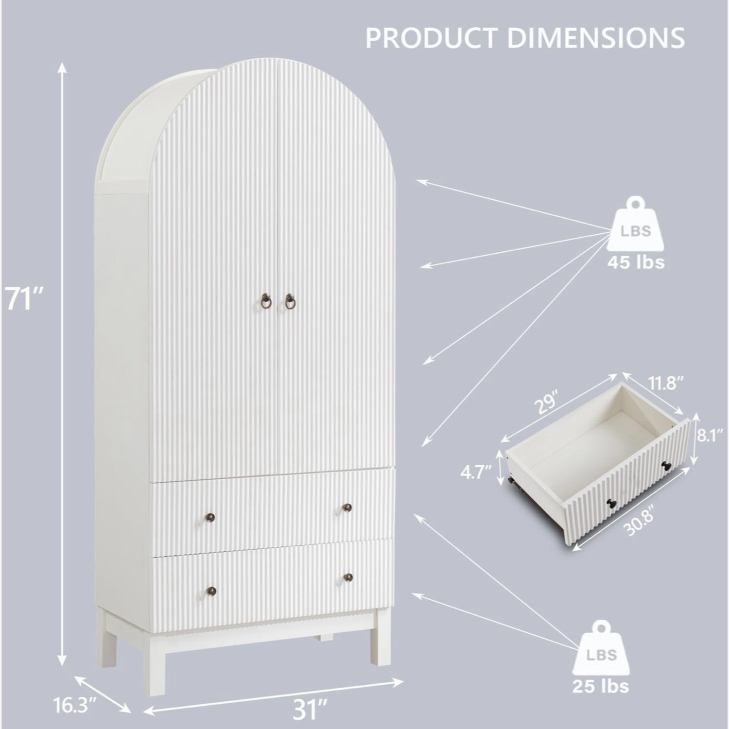 Amazon White Wood Armoire - image-2
