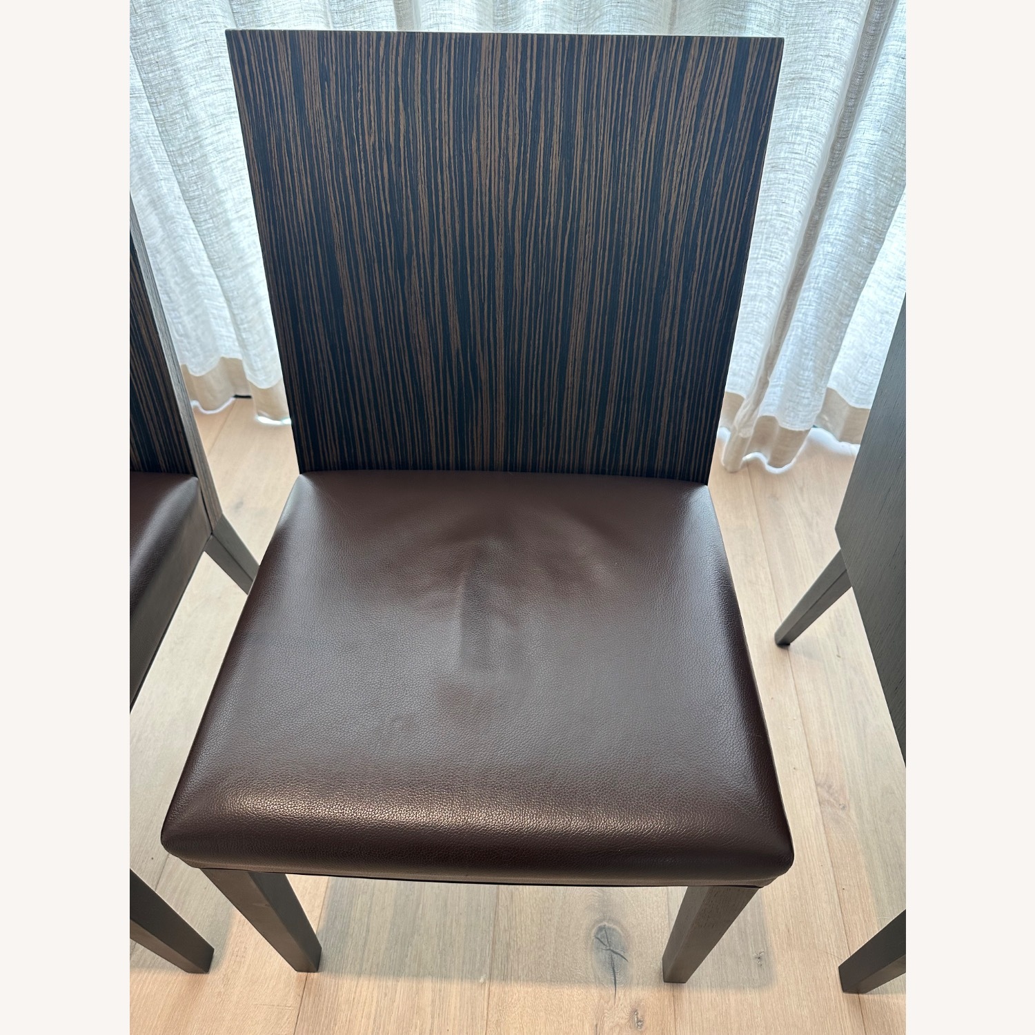Roche Bobois Brown Wood & Leather Dining Chairs - image-1