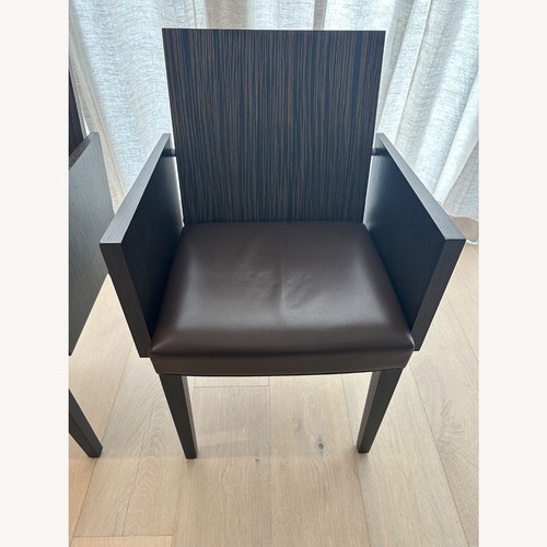 Used Roche Bobois Brown Wood & Leather Dining Chairs for sale on AptDeco