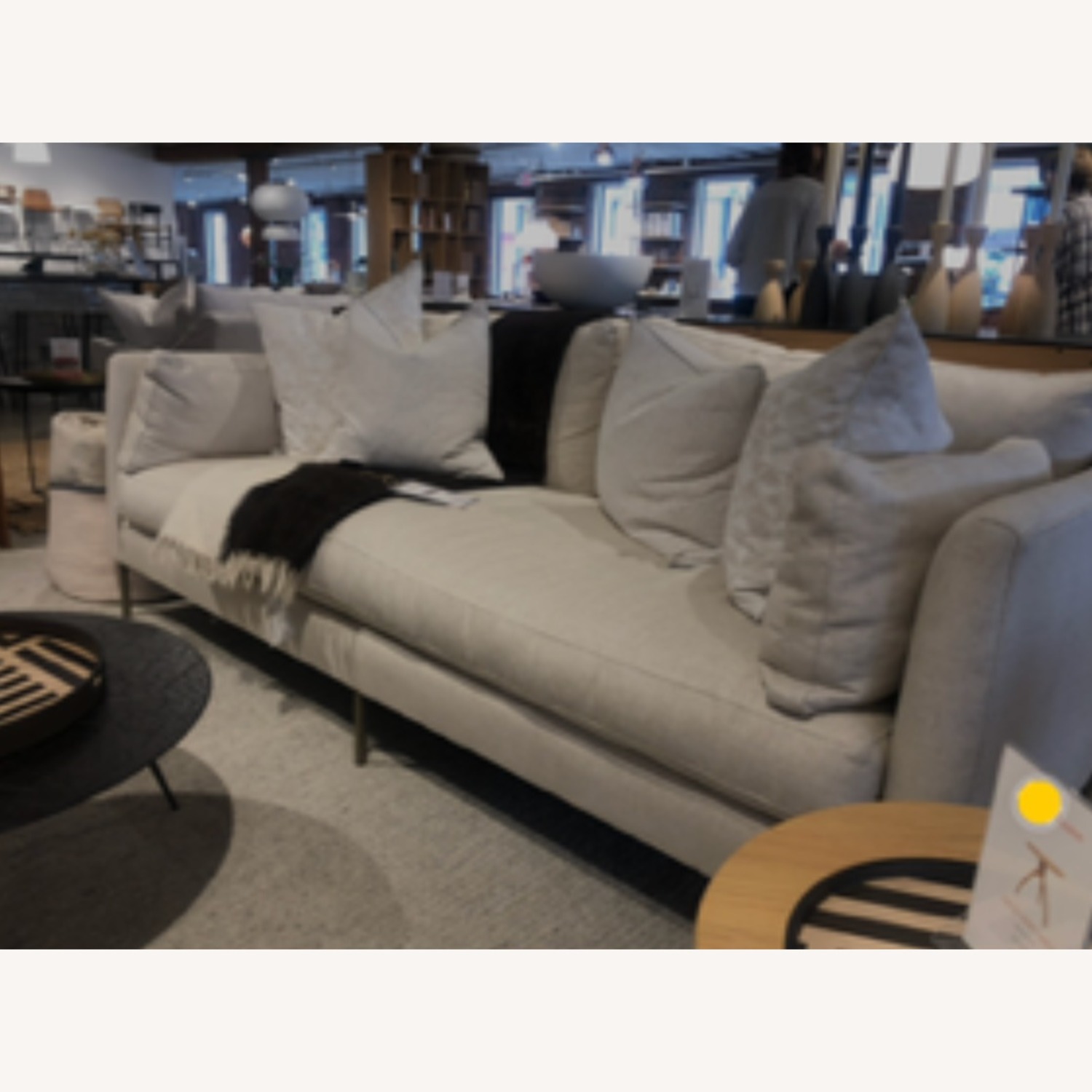 Modern Linen With Down Fill Sofa With Brass Legs - image-3