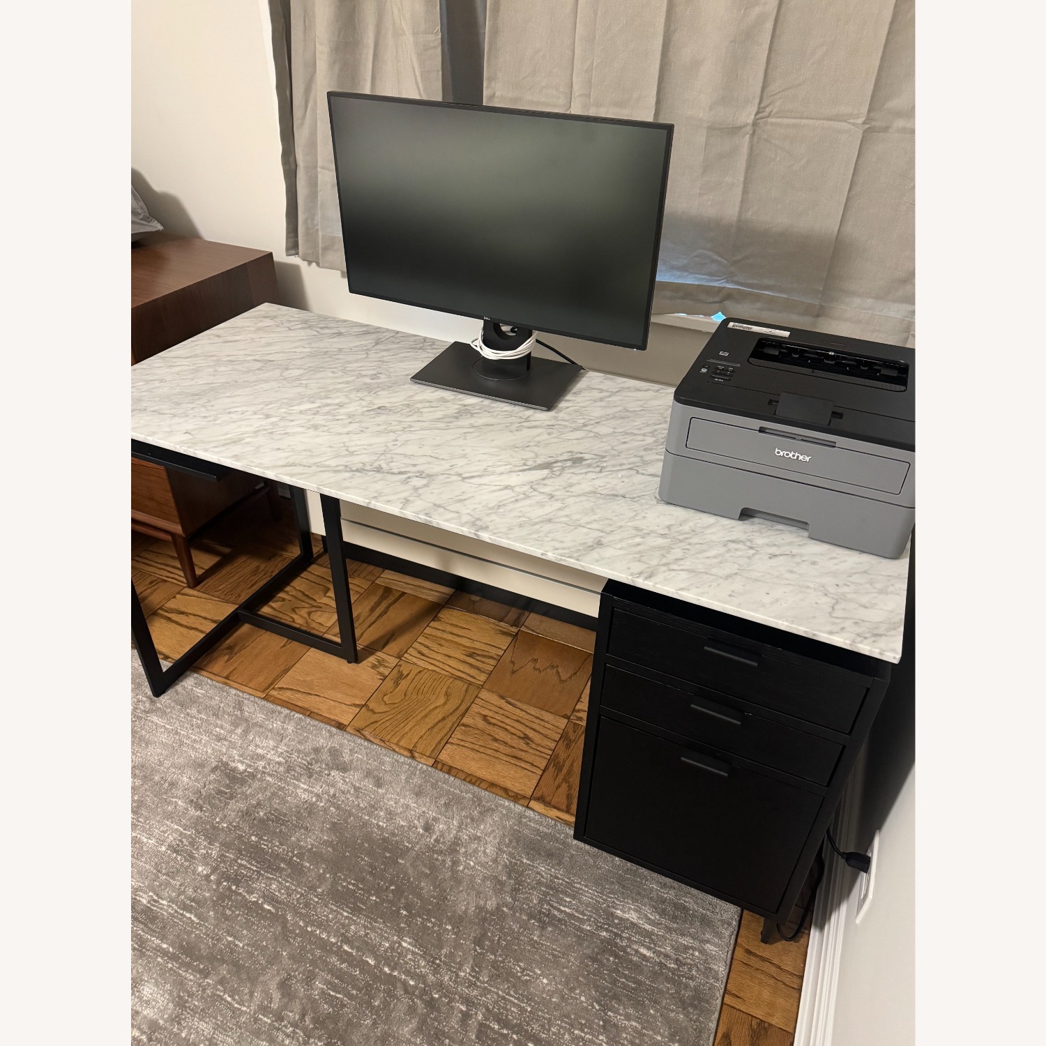 CB2 Black Marble Desk - image-7