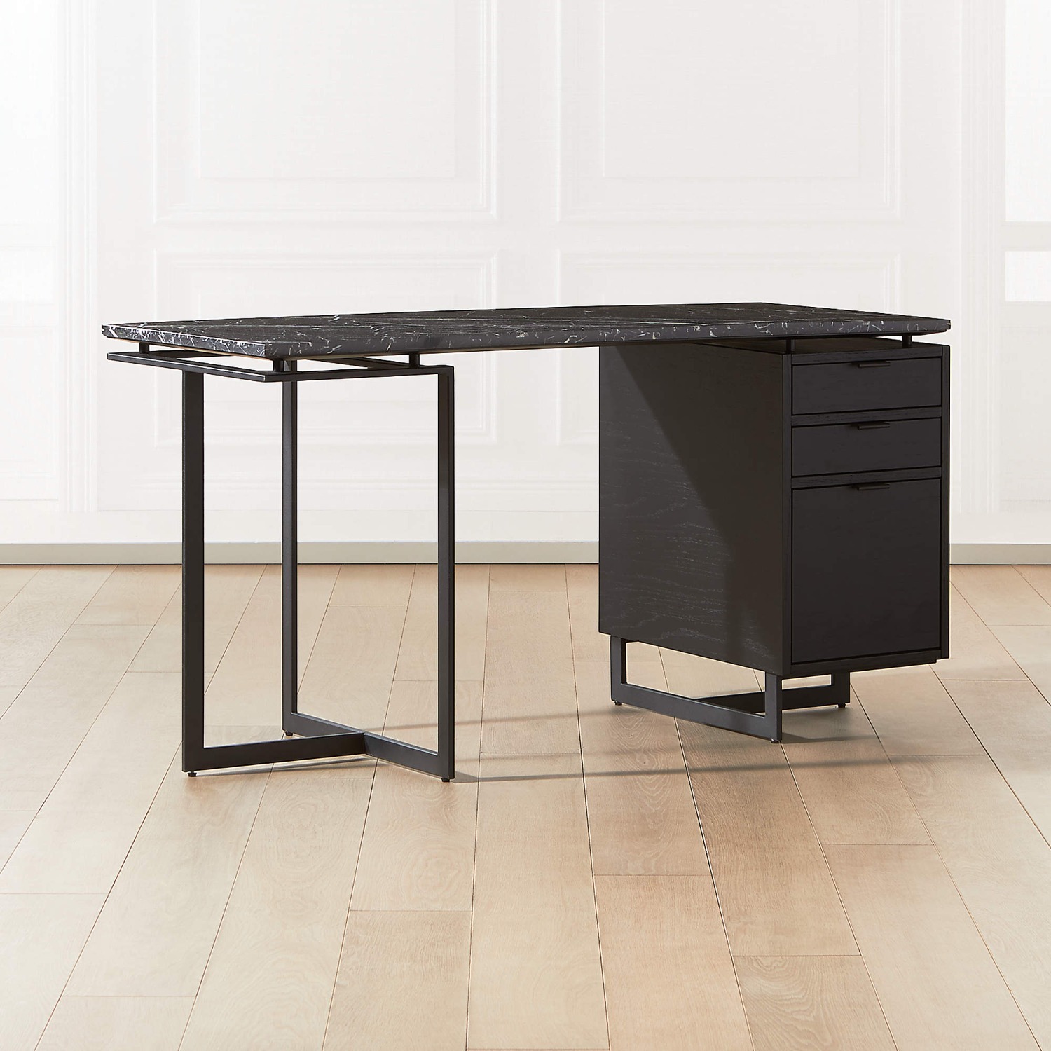 CB2 Black Marble Desk - image-2