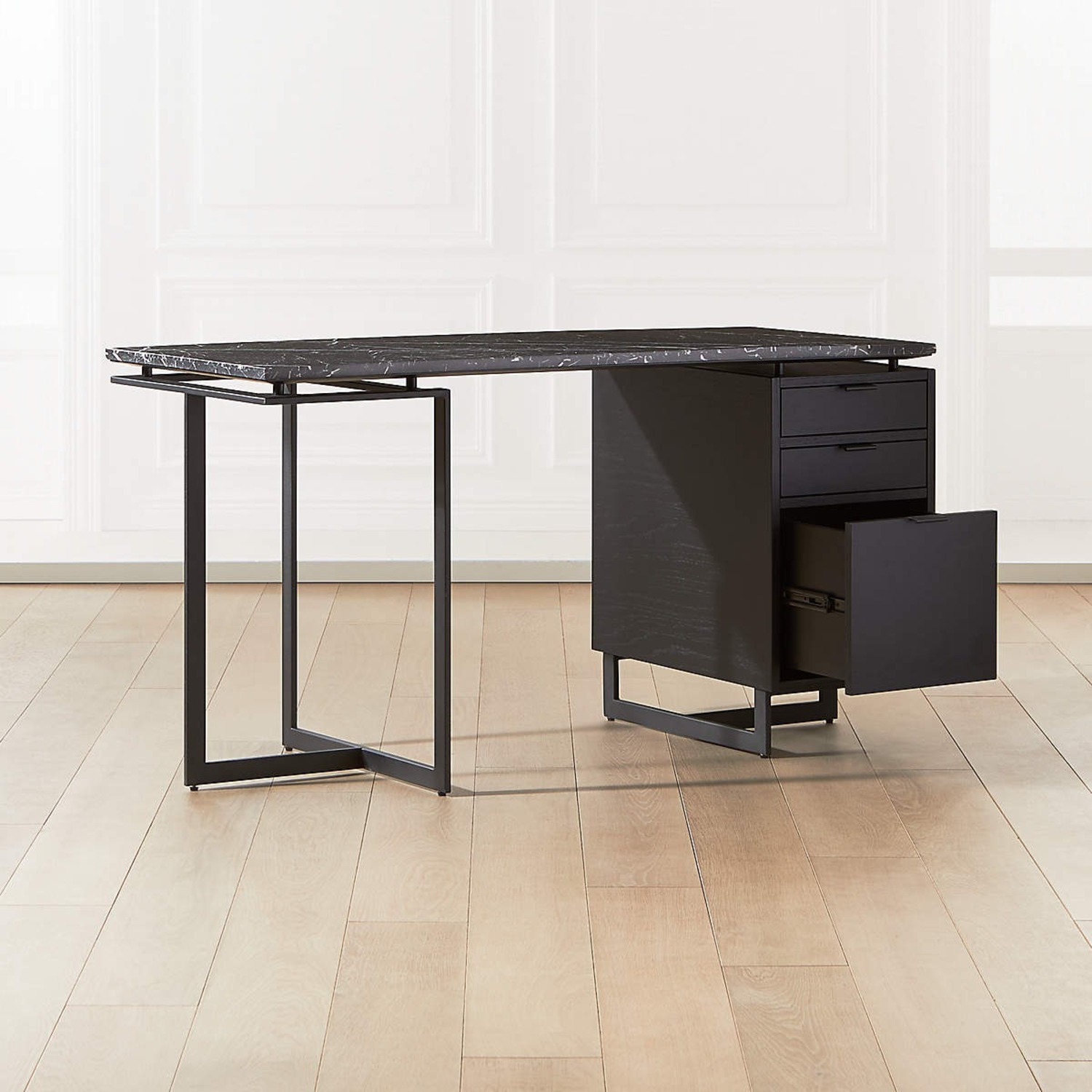 CB2 Black Marble Desk - image-3