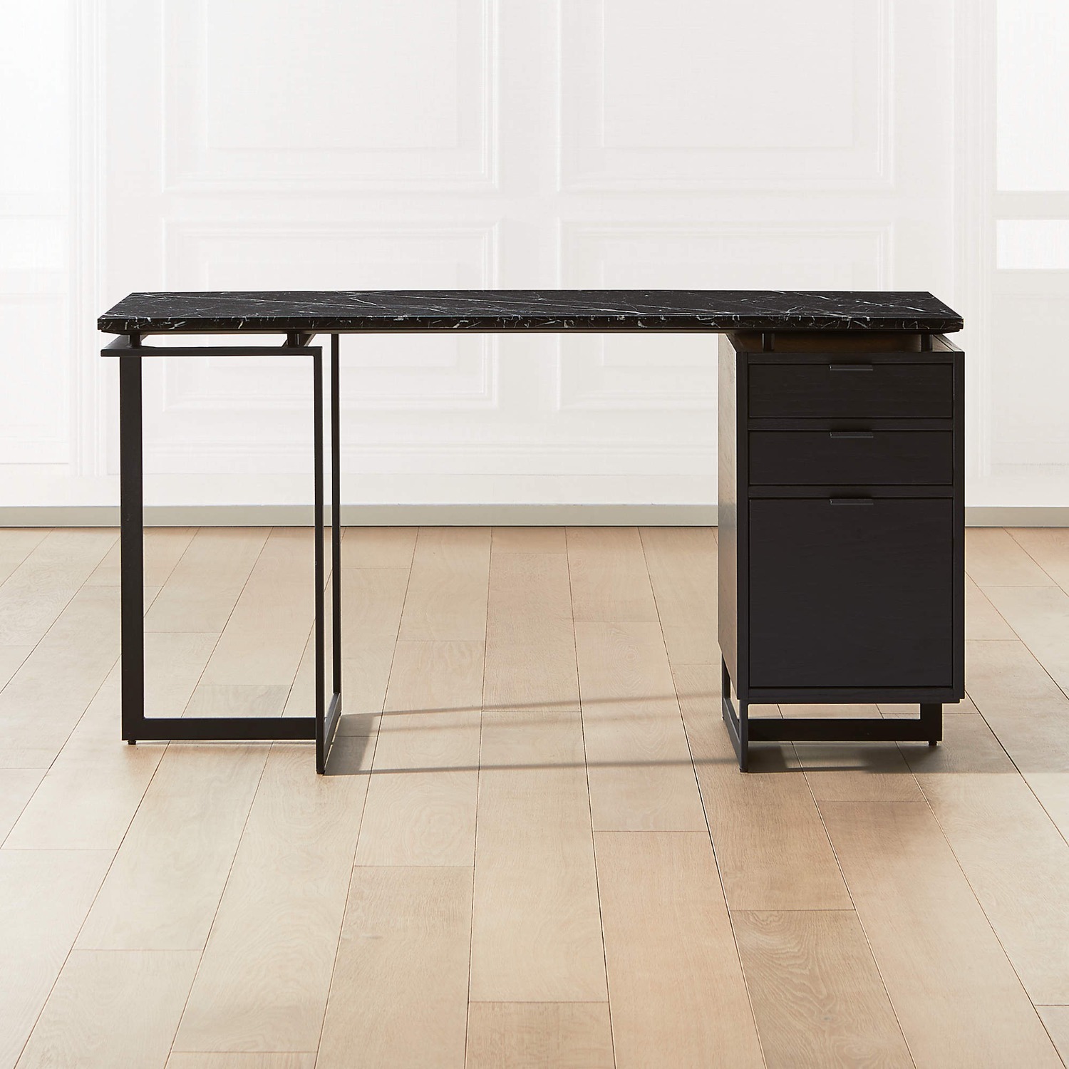CB2 Black Marble Desk - image-1