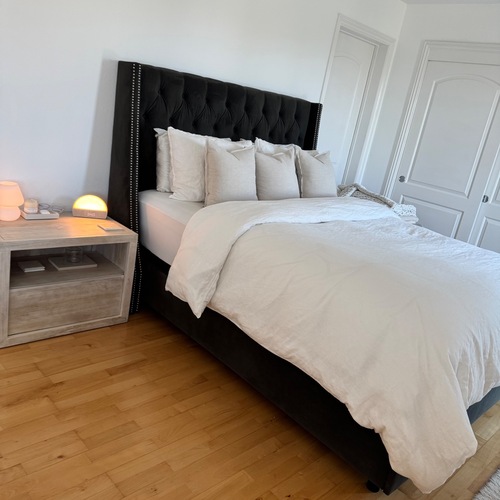 Used Skyline Furniture Arlette Upholstered Wingback Bed for sale on AptDeco