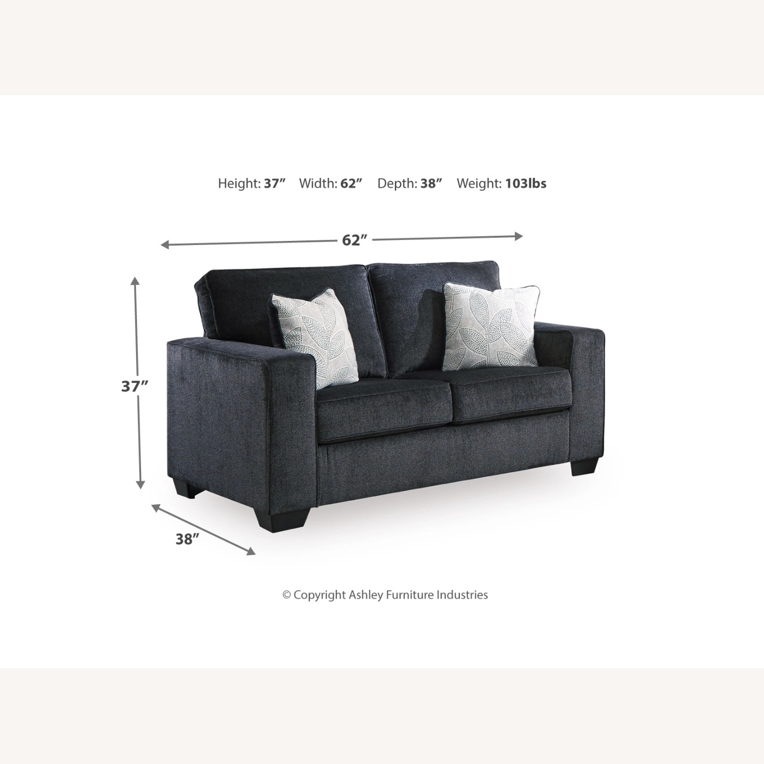 Ashley Furniture Altari Dark Gray Fabric 2 Seater Sofa - image-0