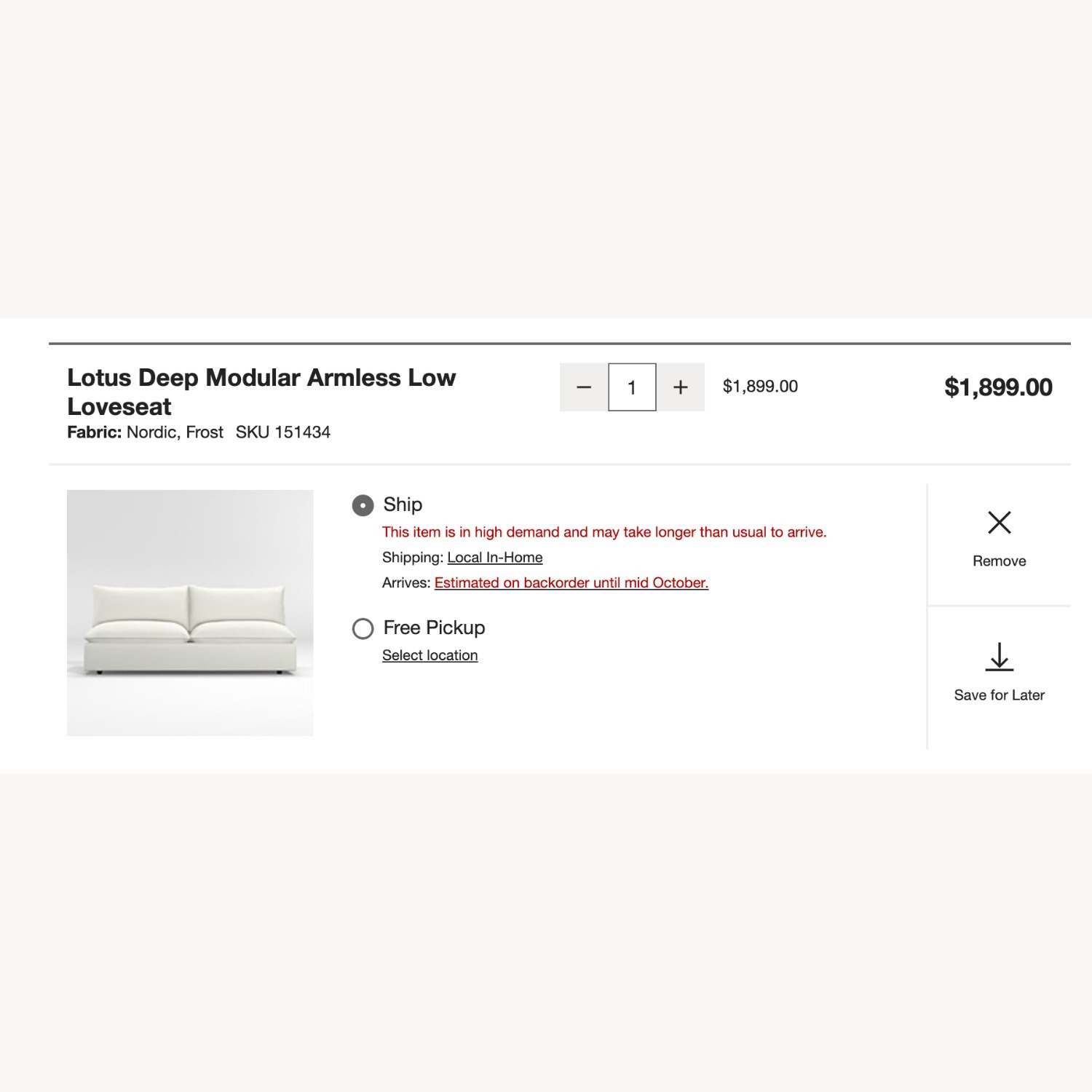 Crate & Barrel Lotus Deep Modular Sectional Sofa - image-3